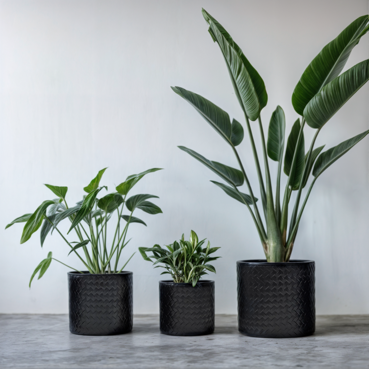 Flowerpot planter pot pot set of 3 black round metal matt