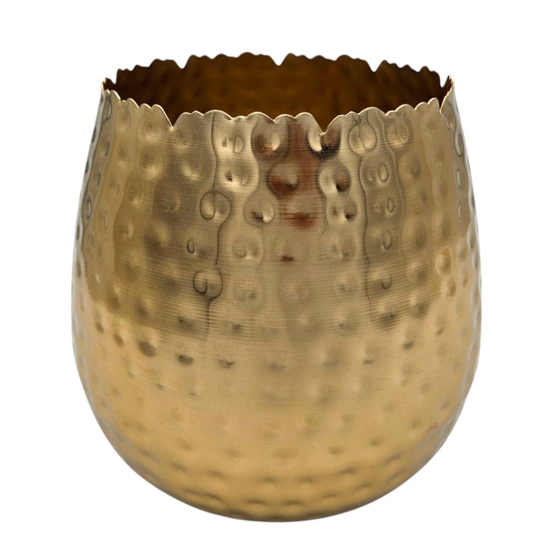 Flowerpot planter vase gold metal hammered 18x18 cm plant pot decoration