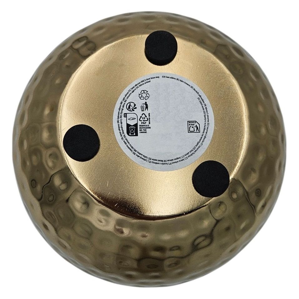 Flowerpot planter vase gold metal hammered 18x18 cm plant pot decoration