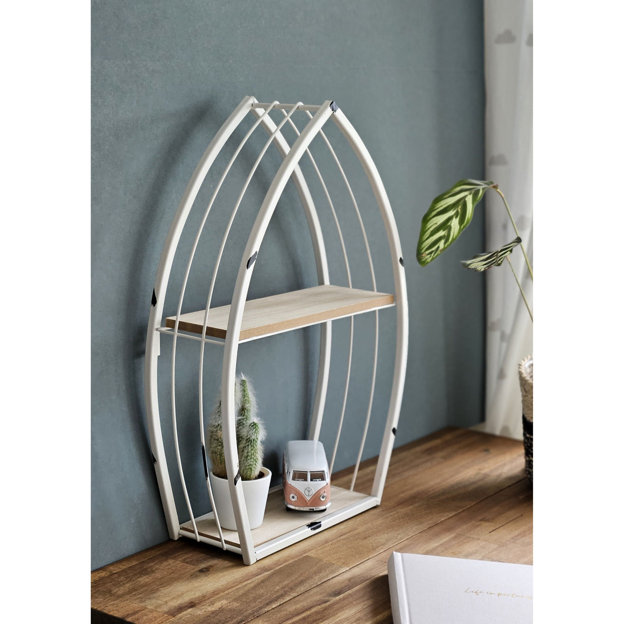 Regal Boot Weiß Wandregal Maritim Metall MDF-Holz 48x32x12 cm Dekoregal Shabby