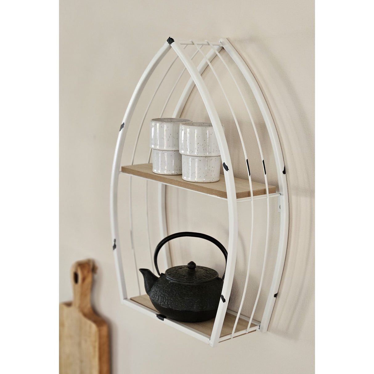 Regal Boot Weiß Wandregal Maritim Metall MDF-Holz 48x32x12 cm Dekoregal Shabby