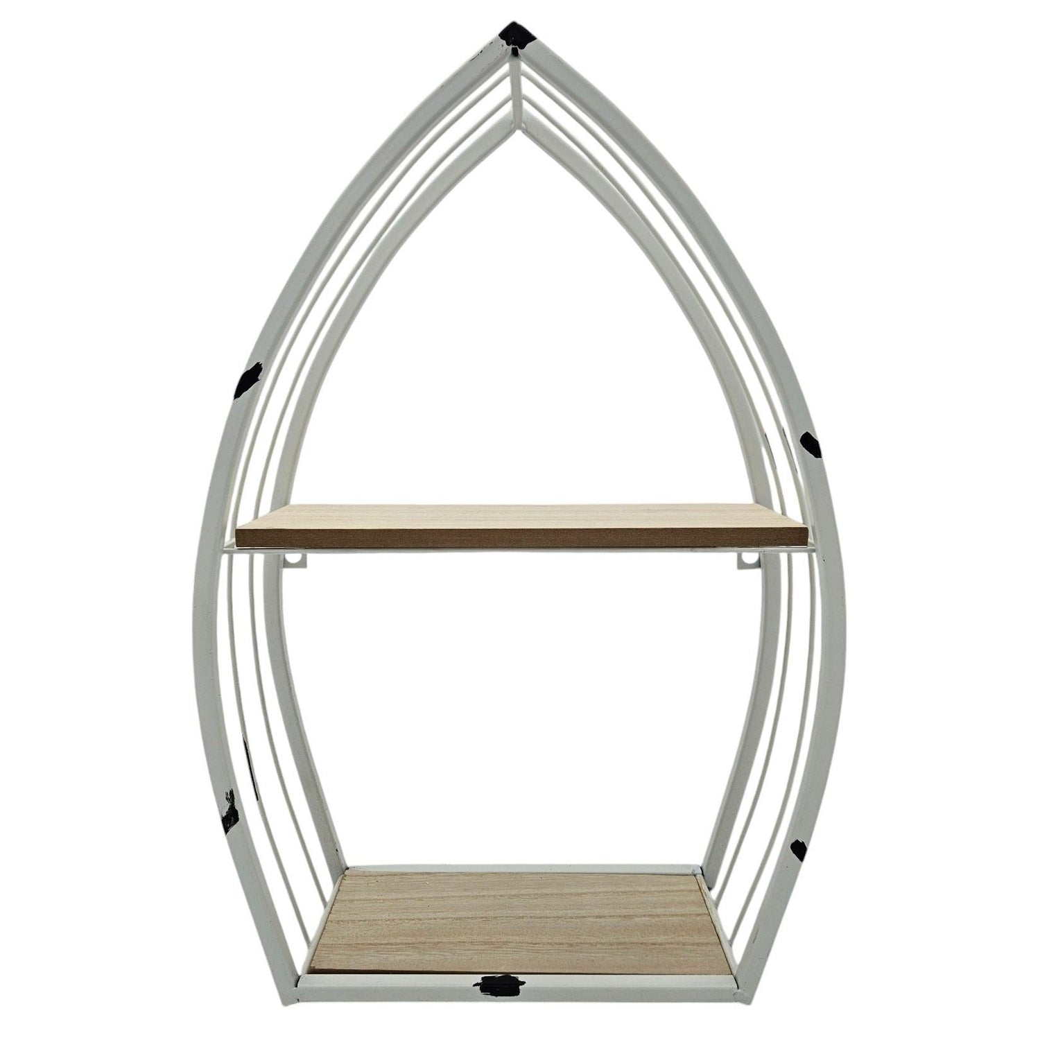 Regal Boot Weiß Wandregal Maritim Metall MDF-Holz 48x32x12 cm Dekoregal Shabby