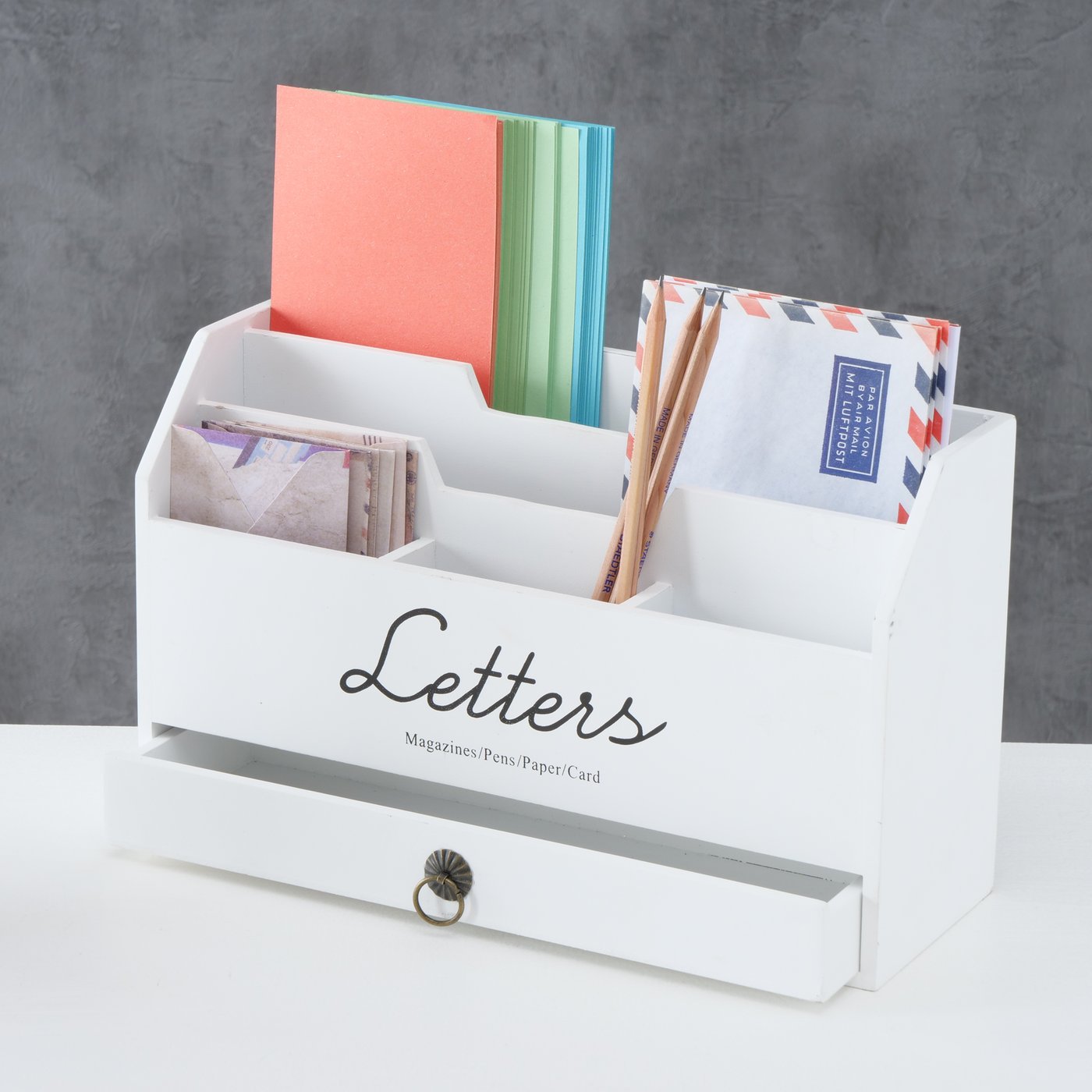 Letter stand organizer LETTI document holder desk mail holder white wood