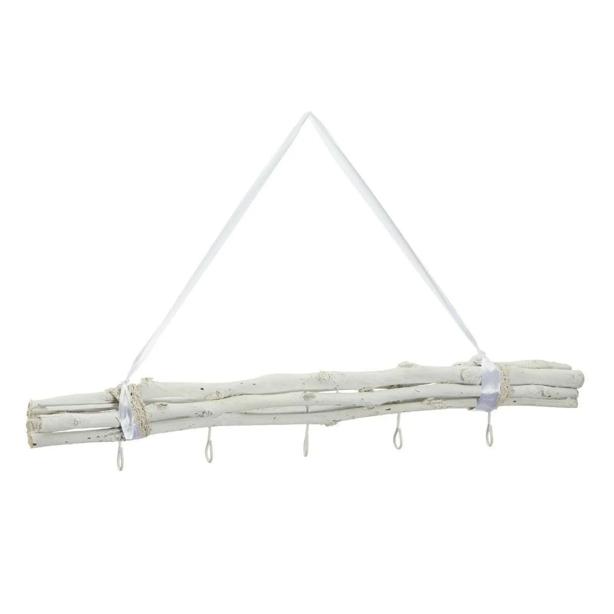 Decorative branch white wood with 5 hooks window hanger decoration country house branch decorative branch 50 cm