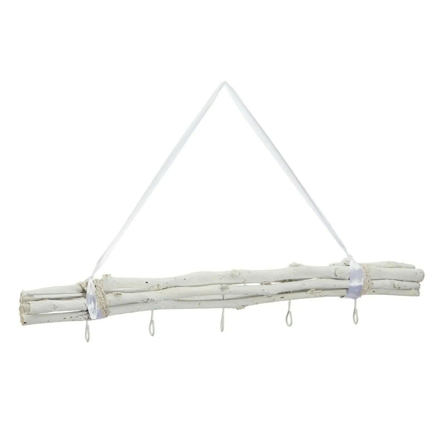 Decorative branch white wood with 5 hooks window hanger decoration country house branch decorative branch 50 cm