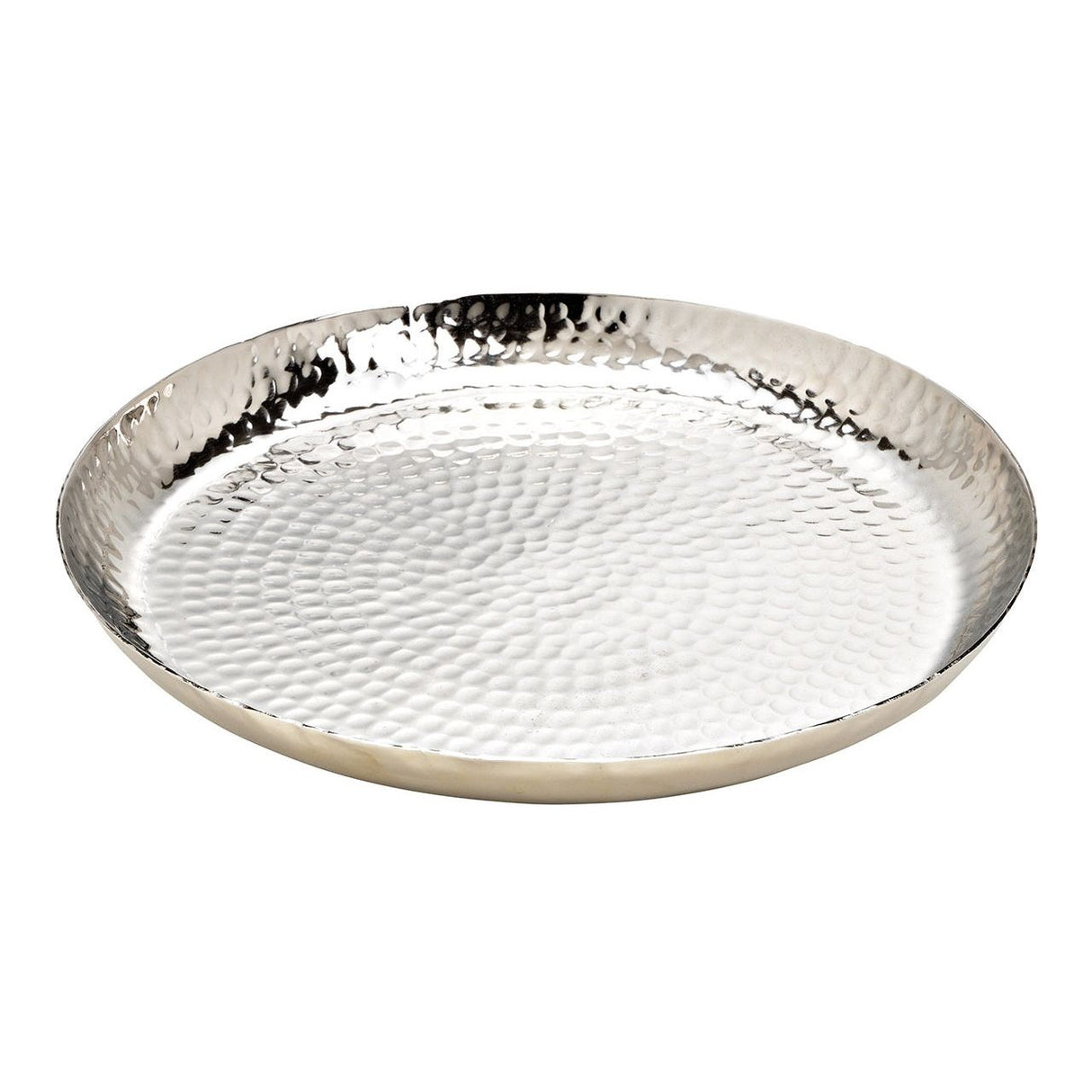 Plate silver metal plate decorative bowl hammered candle plate round 37 cm