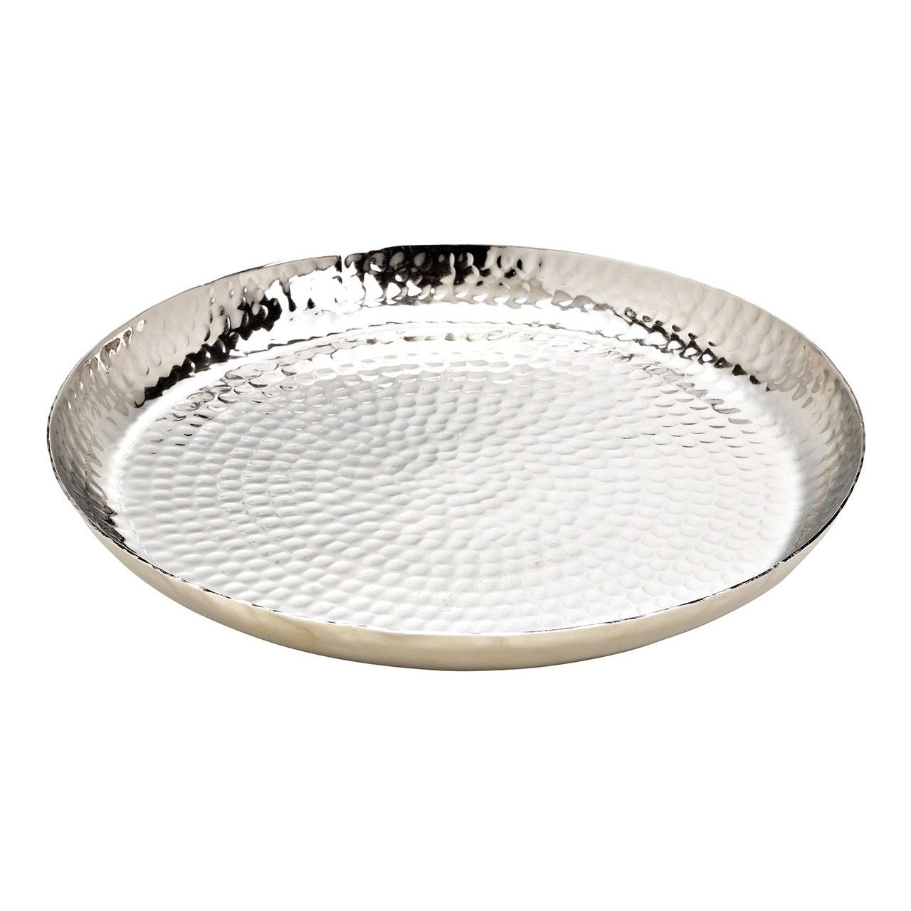 Plate silver metal plate decorative bowl hammered candle plate round 37 cm
