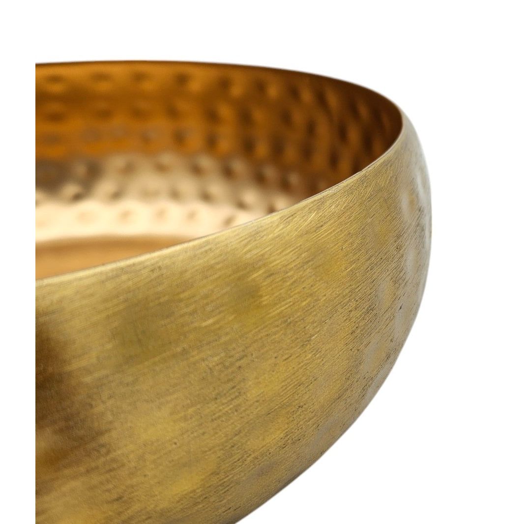 Metal decorative bowl, round metal bowl, hammered, gold, 24 cm