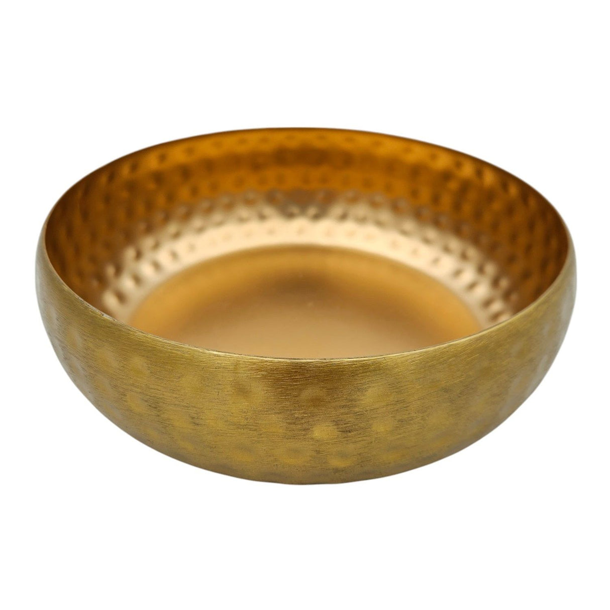 Metal decorative bowl, round metal bowl, hammered, gold, 24 cm