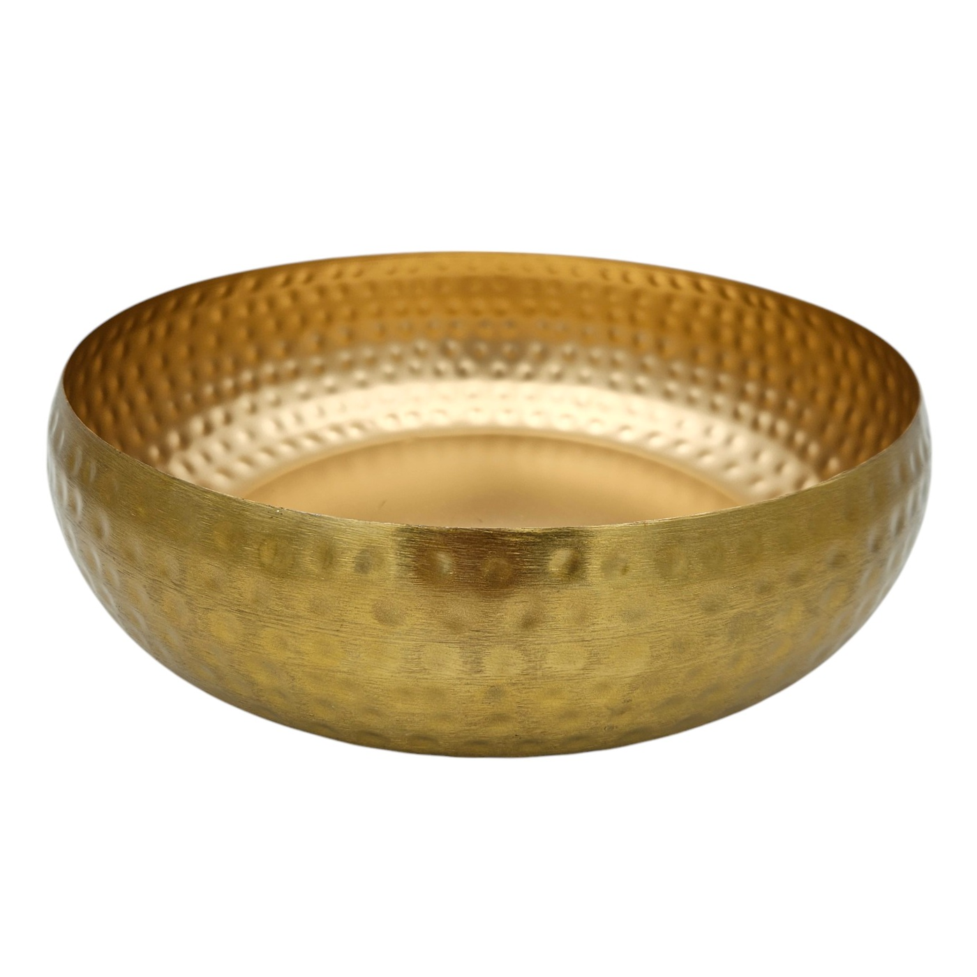 Metal decorative bowl, metal bowl, round, hammered, gold, 35 cm