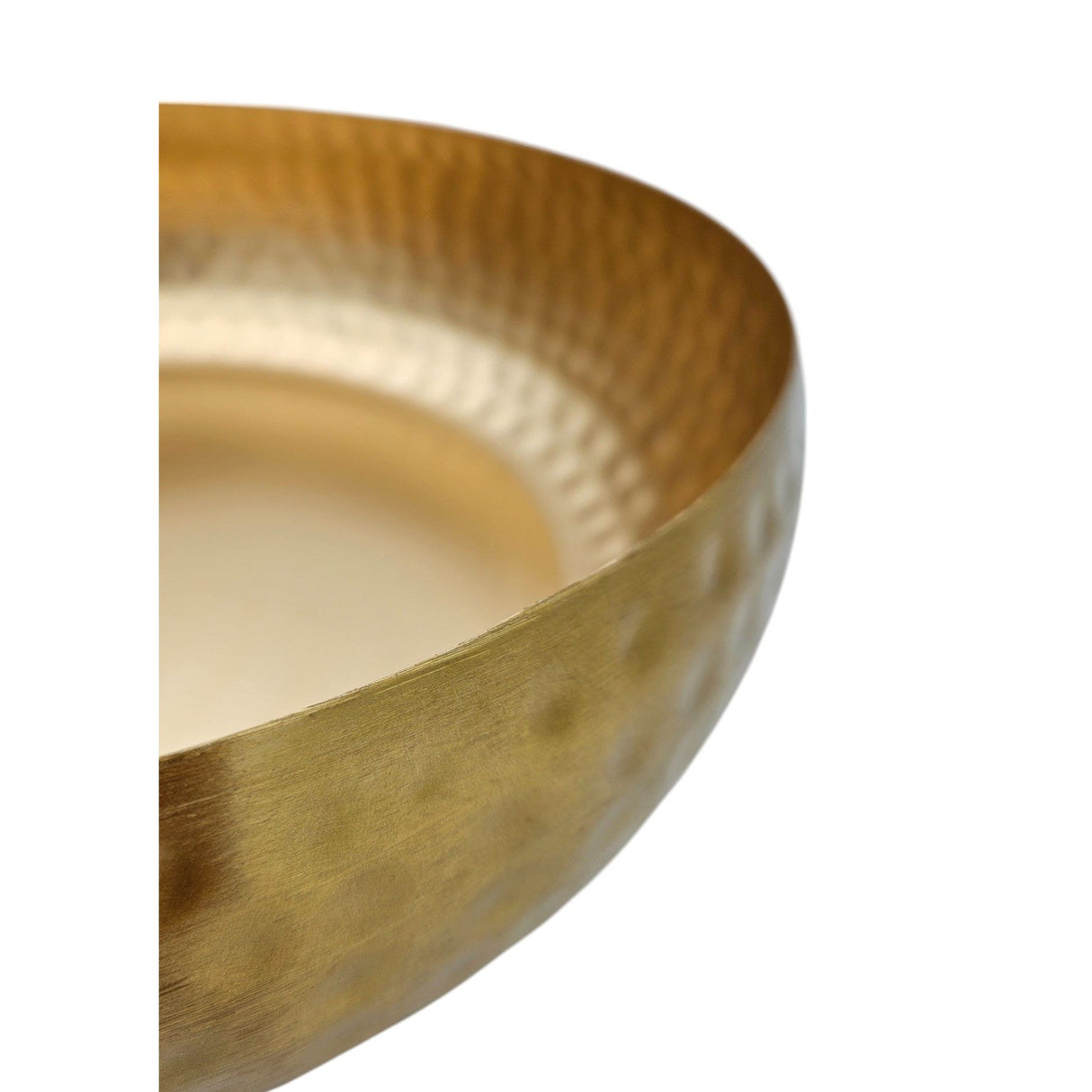 Metal decorative bowl, metal bowl, round, hammered, gold, 35 cm