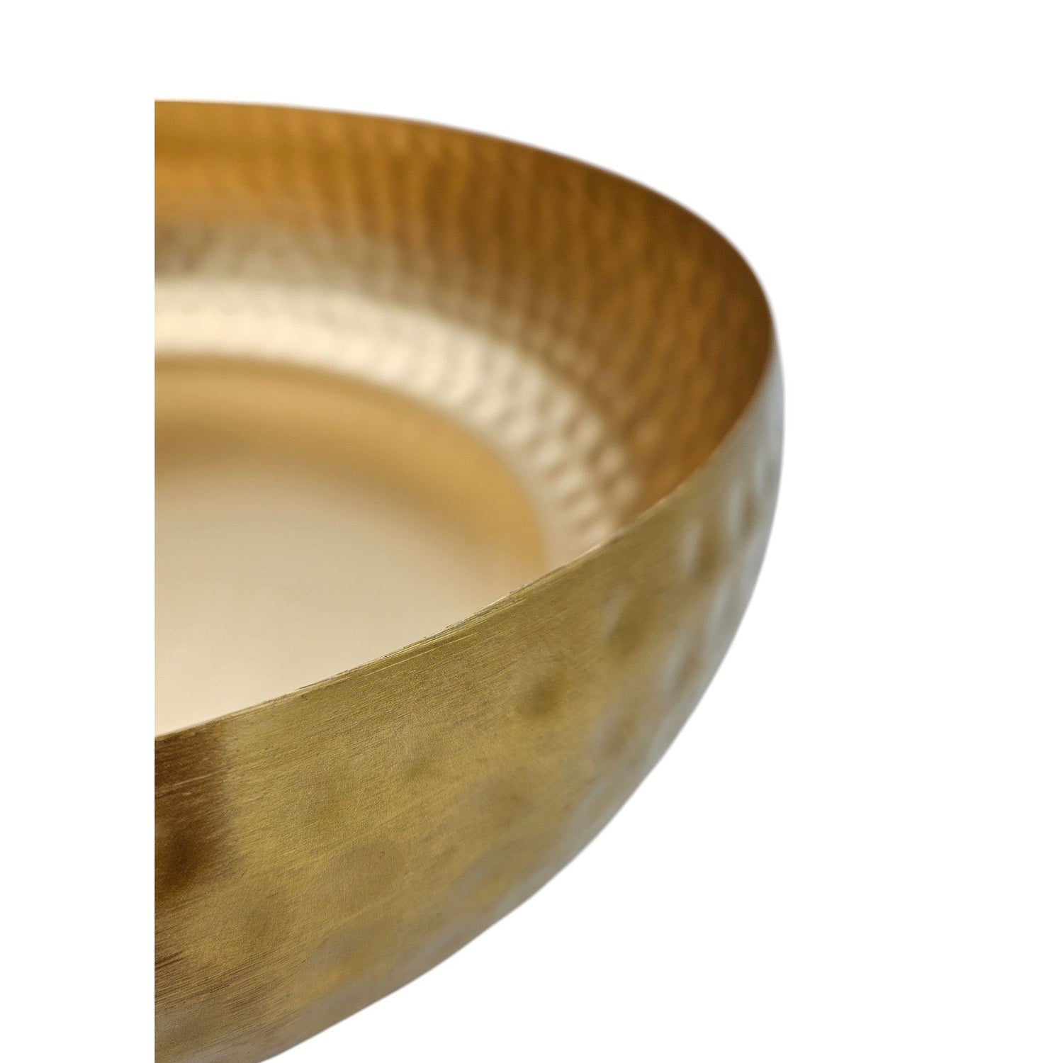 Metal decorative bowl, metal bowl, round, hammered, gold, 35 cm