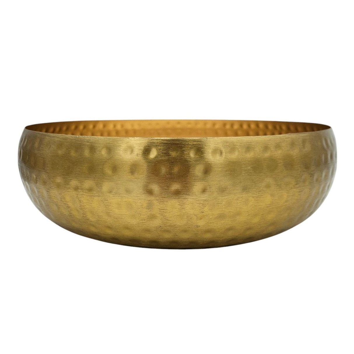 Metal decorative bowl, metal bowl, round, hammered, gold, 35 cm