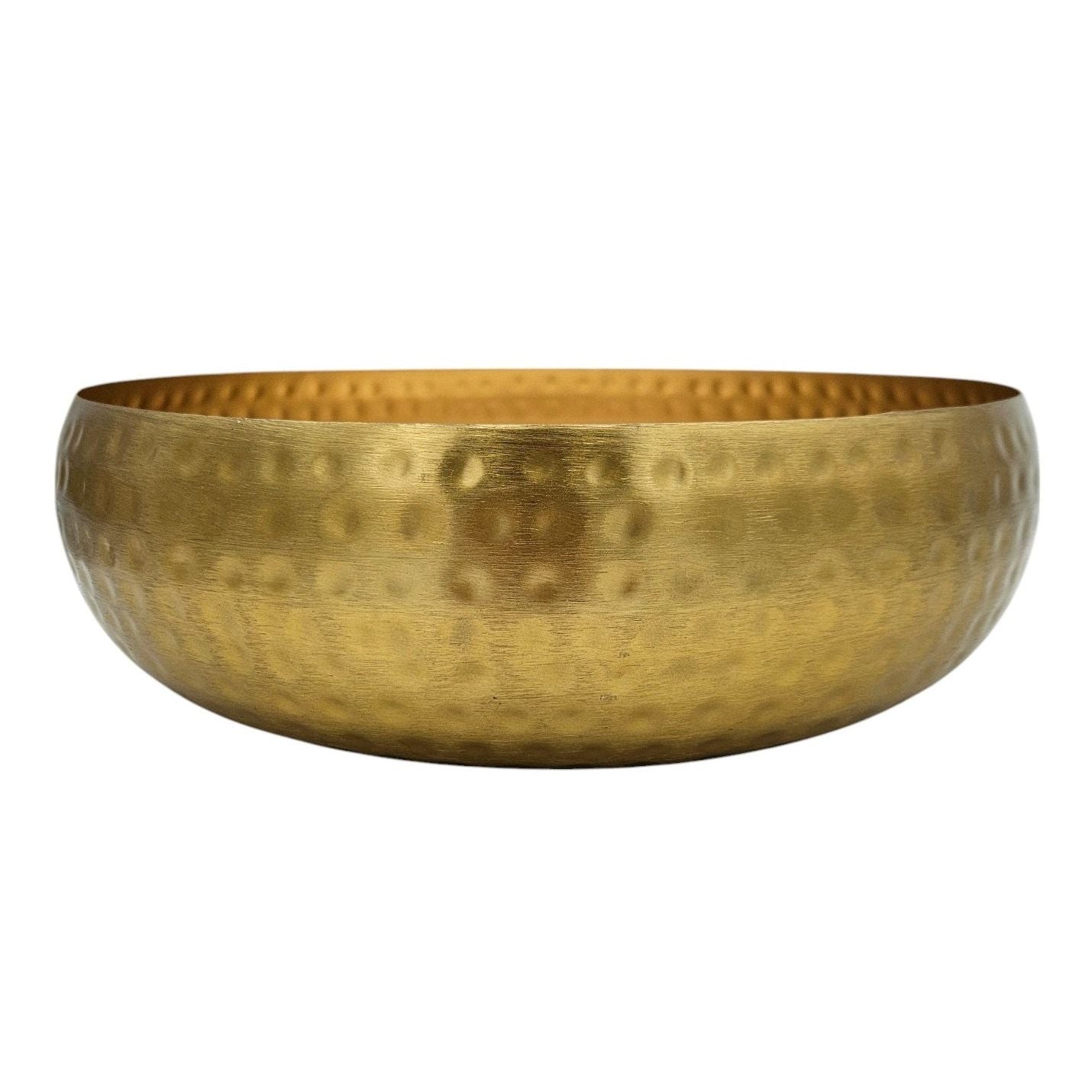 Metal decorative bowl, metal bowl, round, hammered, gold, 35 cm