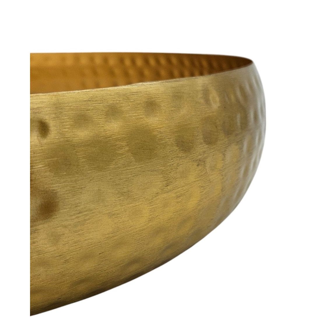Metal decorative bowl, metal bowl, round, hammered, gold, 35 cm
