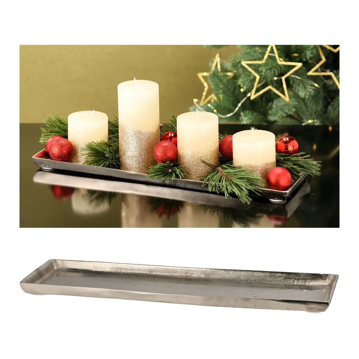 Decorative tray decorative bowl metal silver decoration table decoration bowl tray 42x12 candles