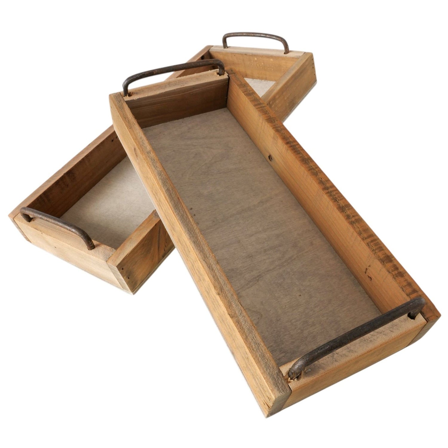 Decorative tray serving tray wooden tray brown 38 cm wood metal handle decorative set of 2