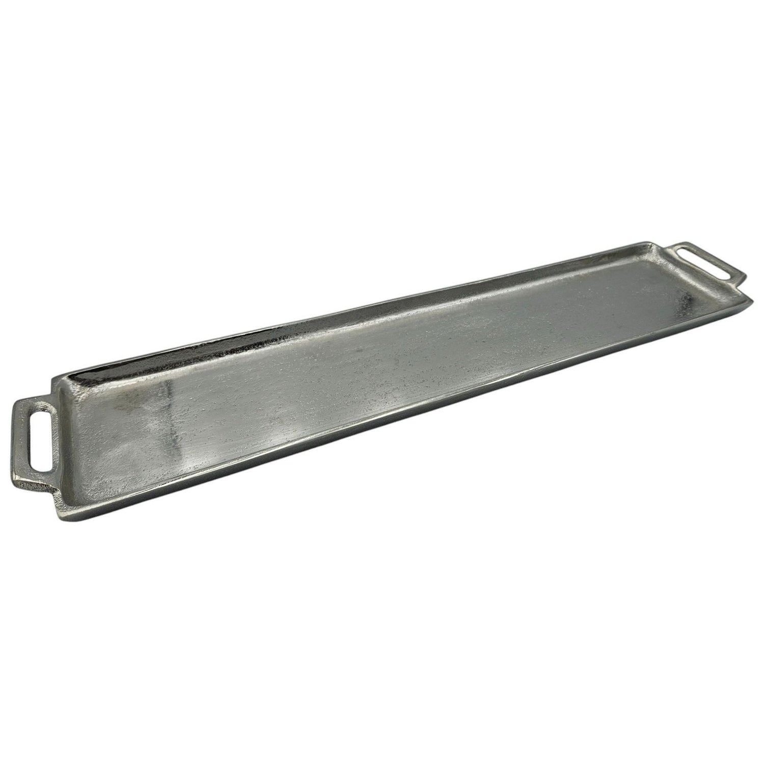 Metal tray serving tray long 59 cm decorative tray silver with handle