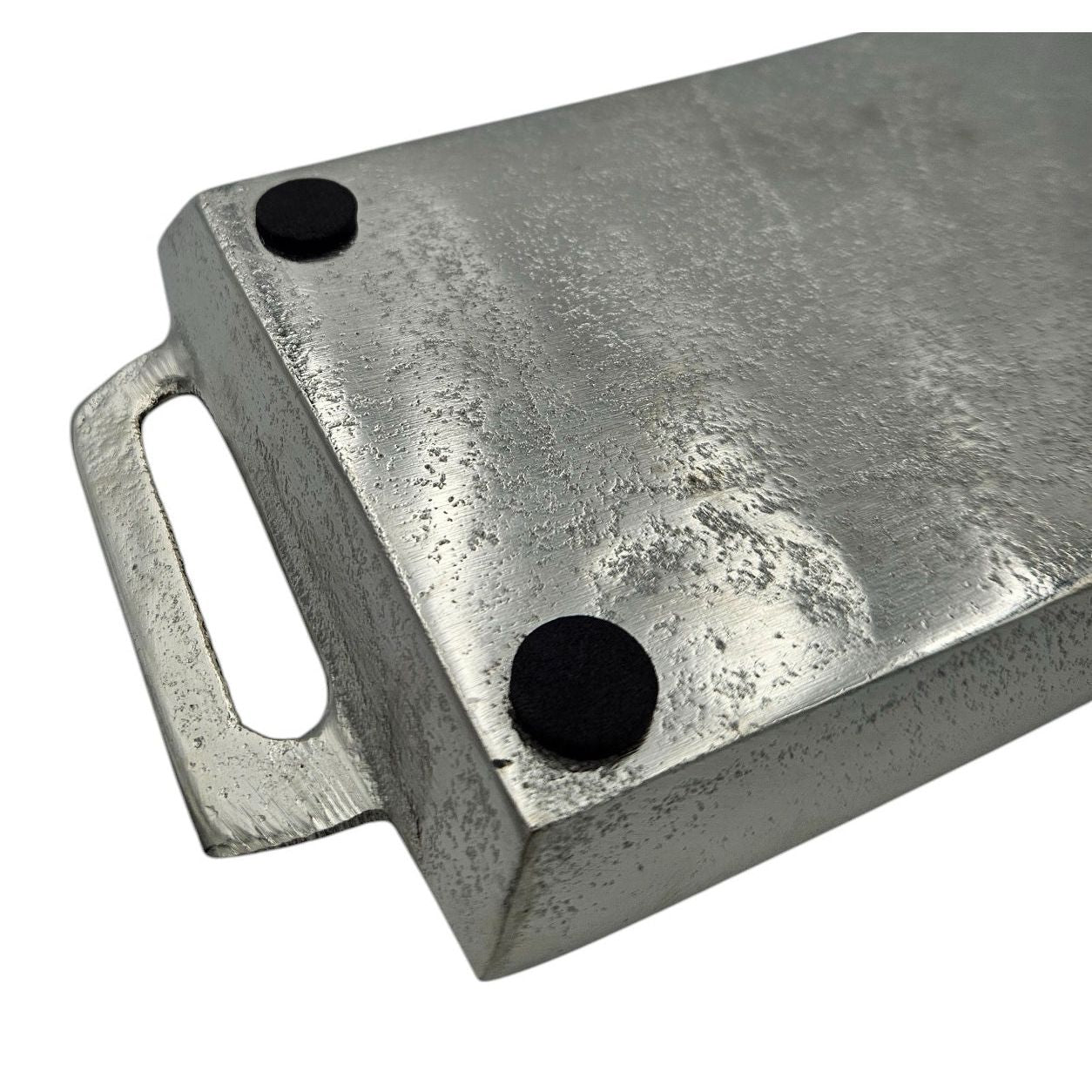 Metal tray serving tray long 59 cm decorative tray silver with handle