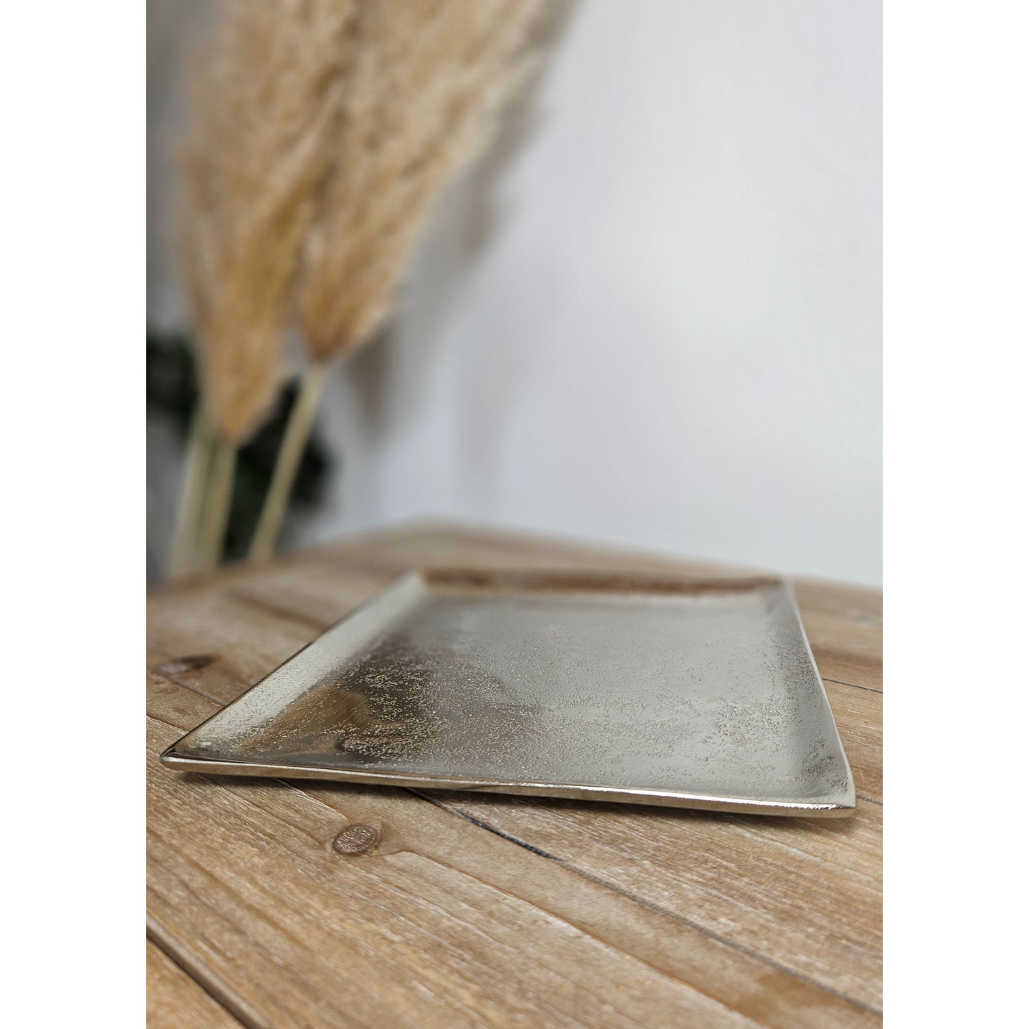 Decorative bowl decorative plate metal candle tray 20x20 cm tray silver square