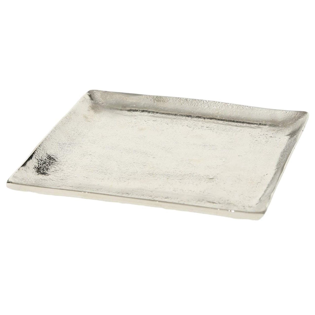 Decorative bowl decorative plate metal candle tray 20x20 cm tray silver square