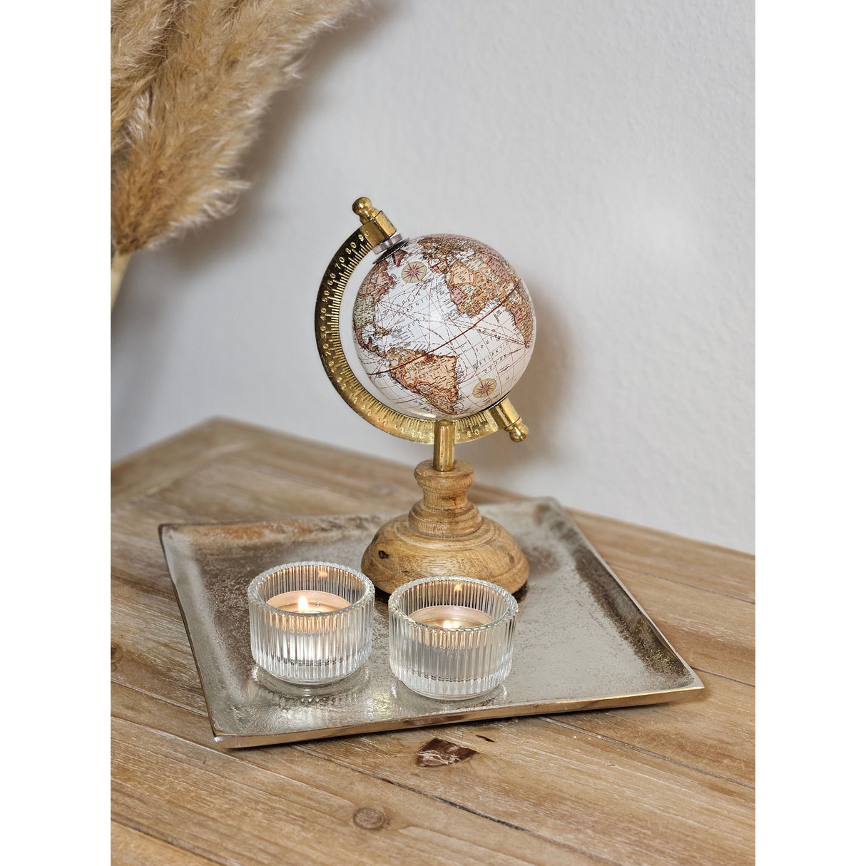 Decorative bowl decorative plate metal candle tray 20x20 cm tray silver square