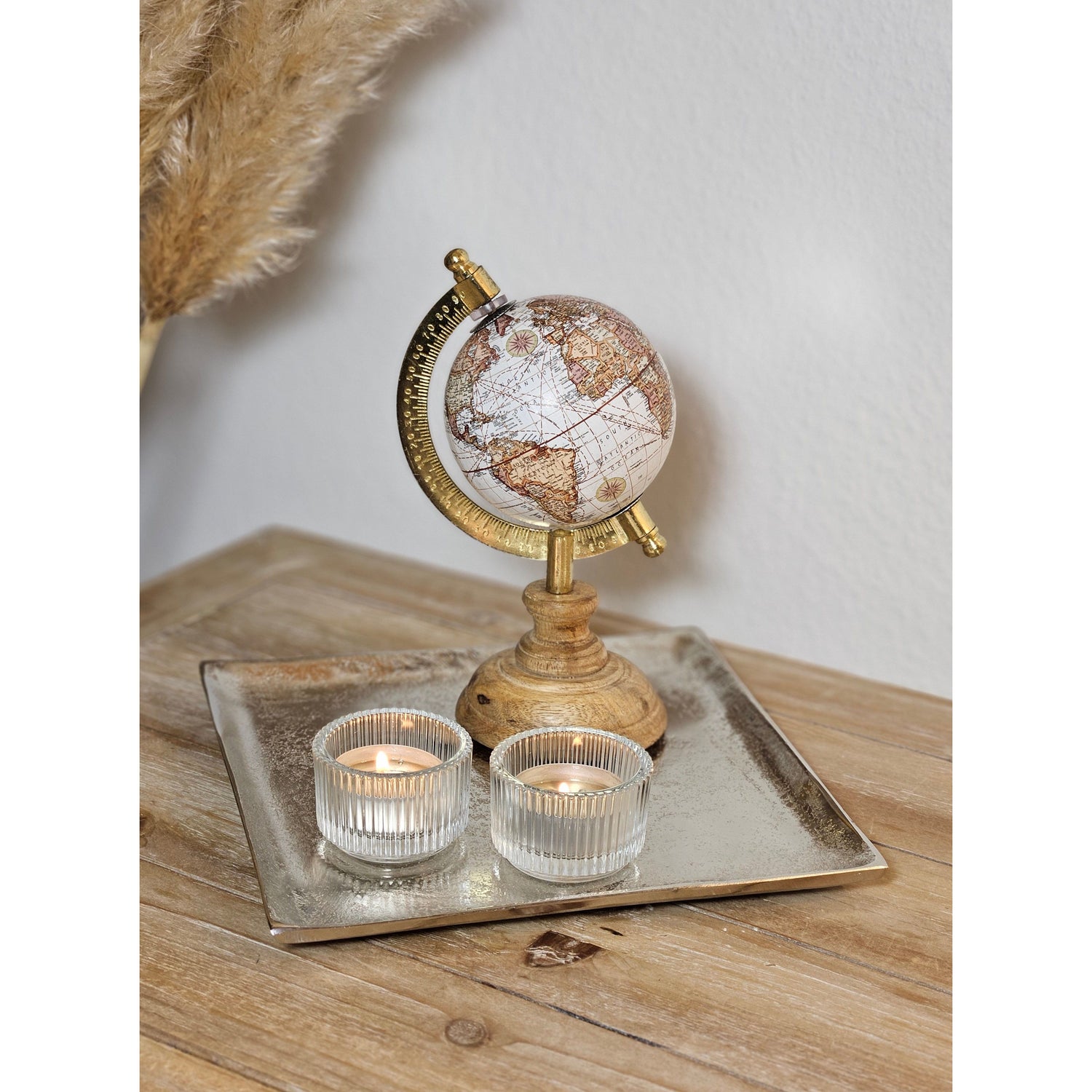 Decorative bowl decorative plate metal candle tray 20x20 cm tray silver square