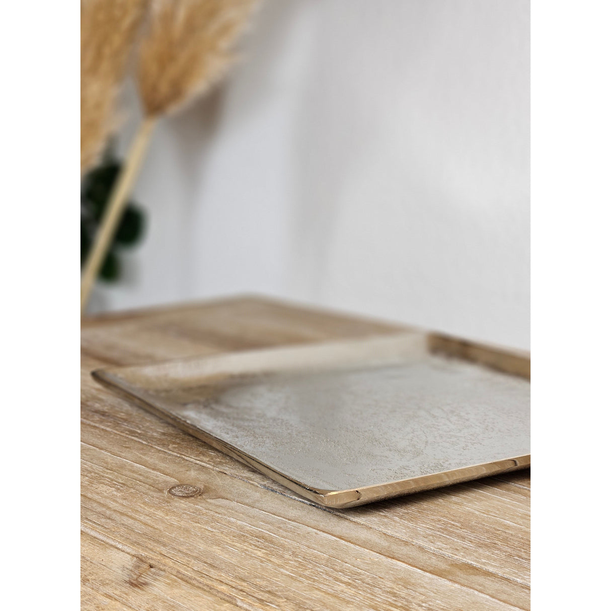 Decorative bowl decorative plate metal candle tray 20x20 cm tray silver square