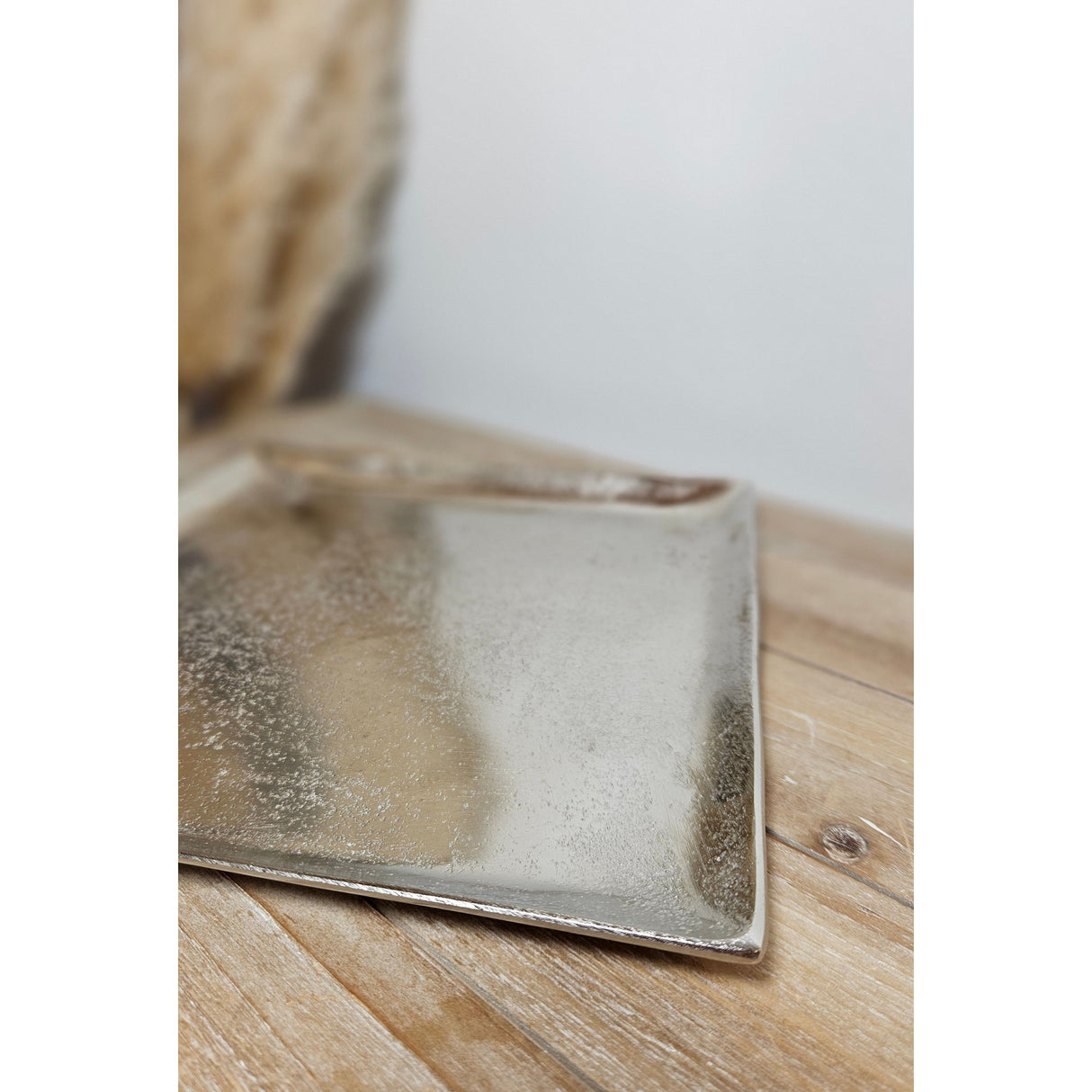 Decorative bowl decorative plate metal candle tray 25x25 cm tray silver square