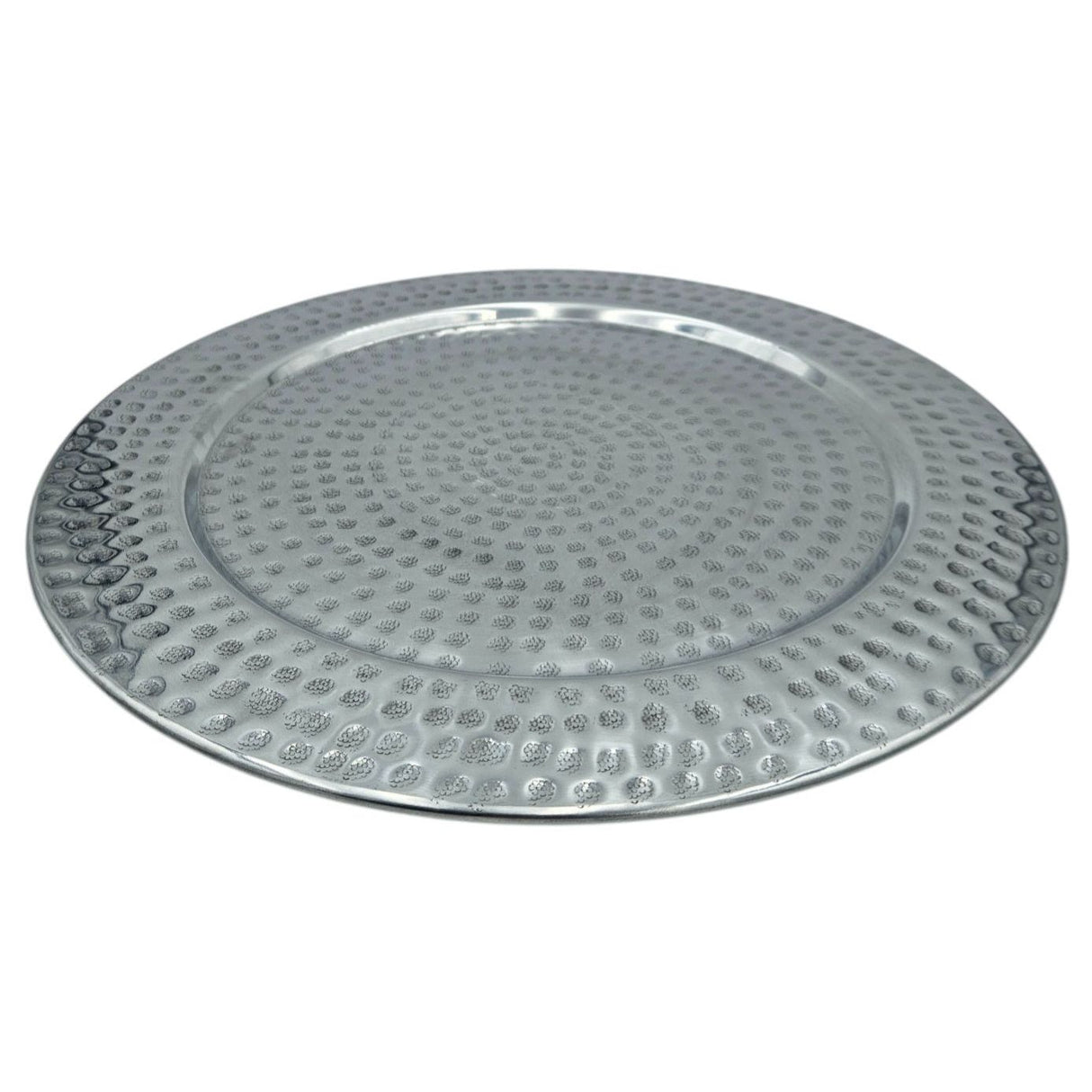 Decorative plate candle tray metal plate XXL 45 cm hammered silver decorative bowl
