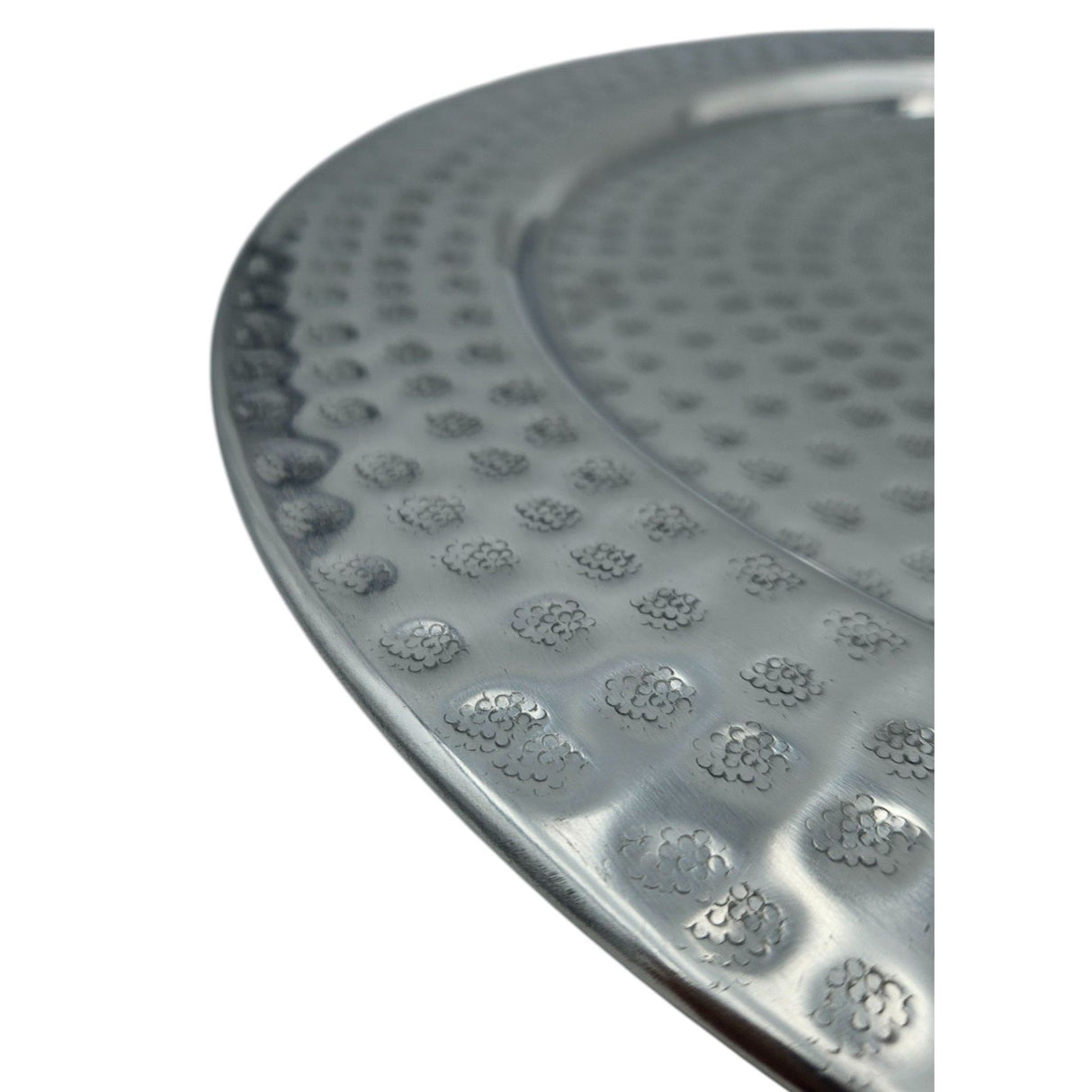 Decorative plate candle tray metal plate XXL 45 cm hammered silver decorative bowl