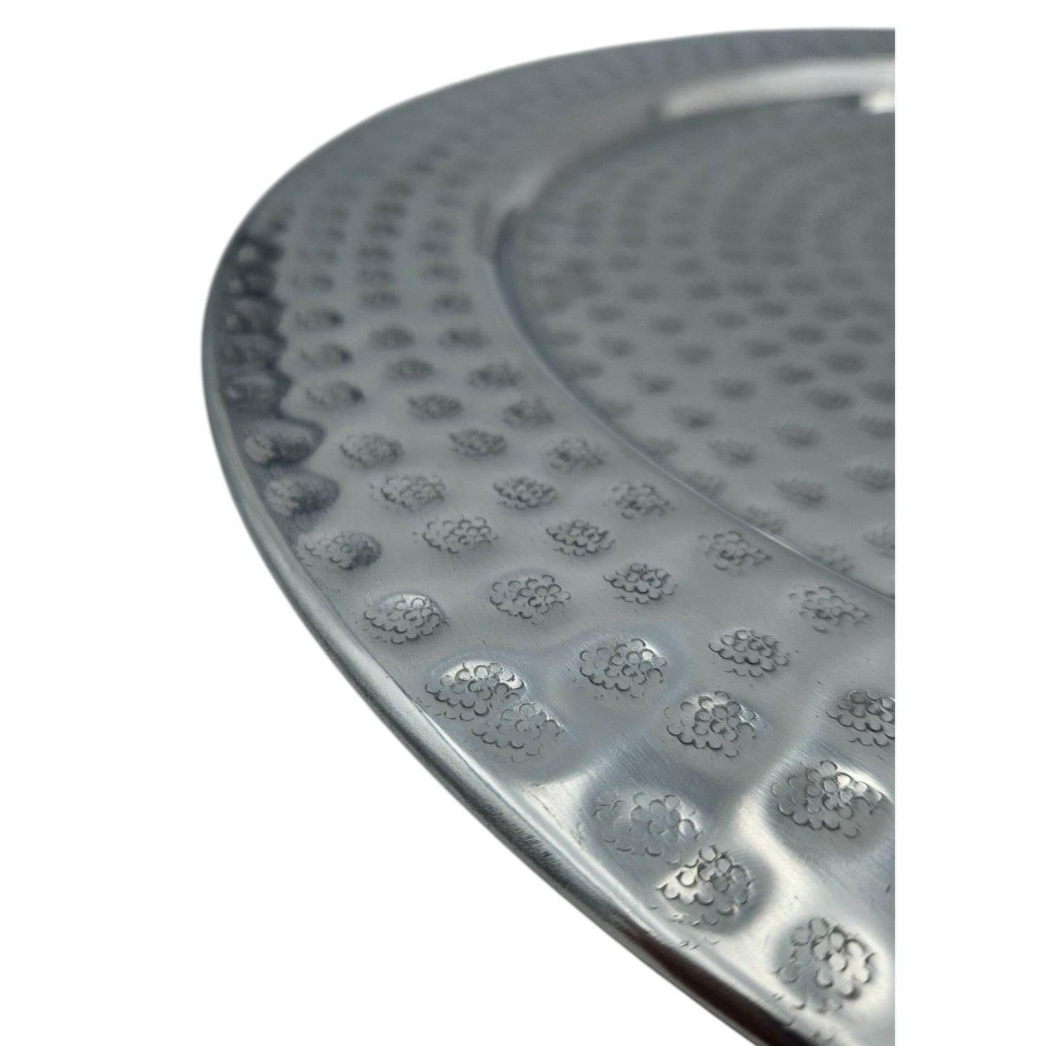 Decorative plate candle tray metal plate XXL 45 cm hammered silver decorative bowl