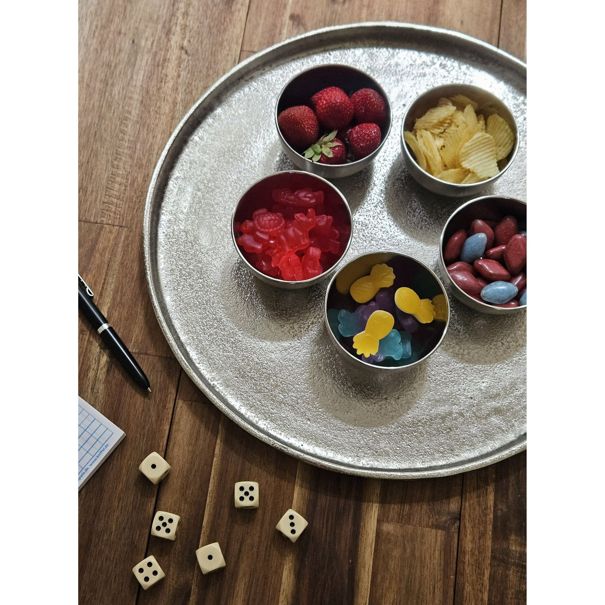 Decorative plate bowl silver round 35 cm candle tray bowl metal decoration heavy quality