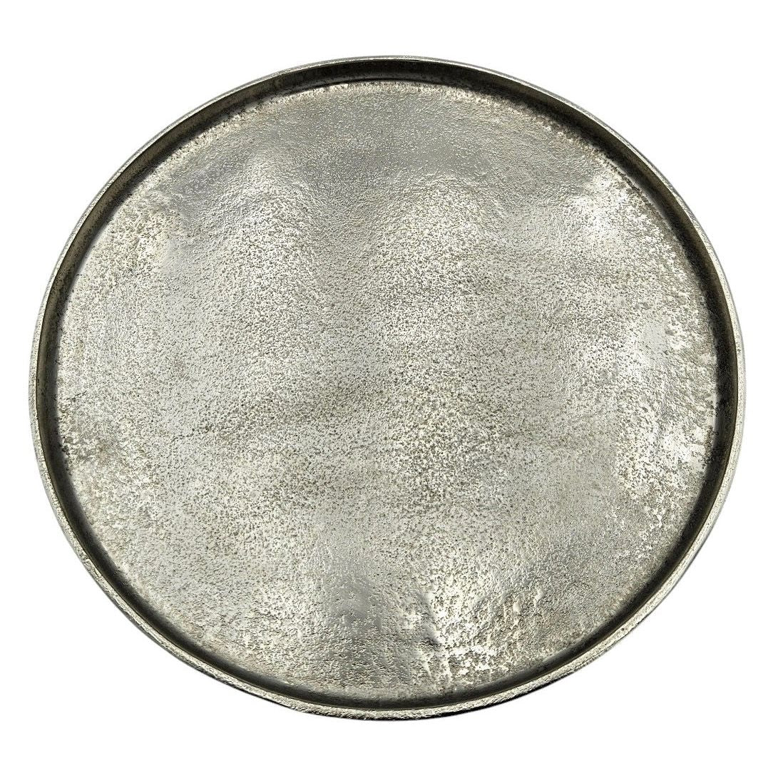 Decorative plate bowl silver round 35 cm candle tray bowl metal decoration heavy quality