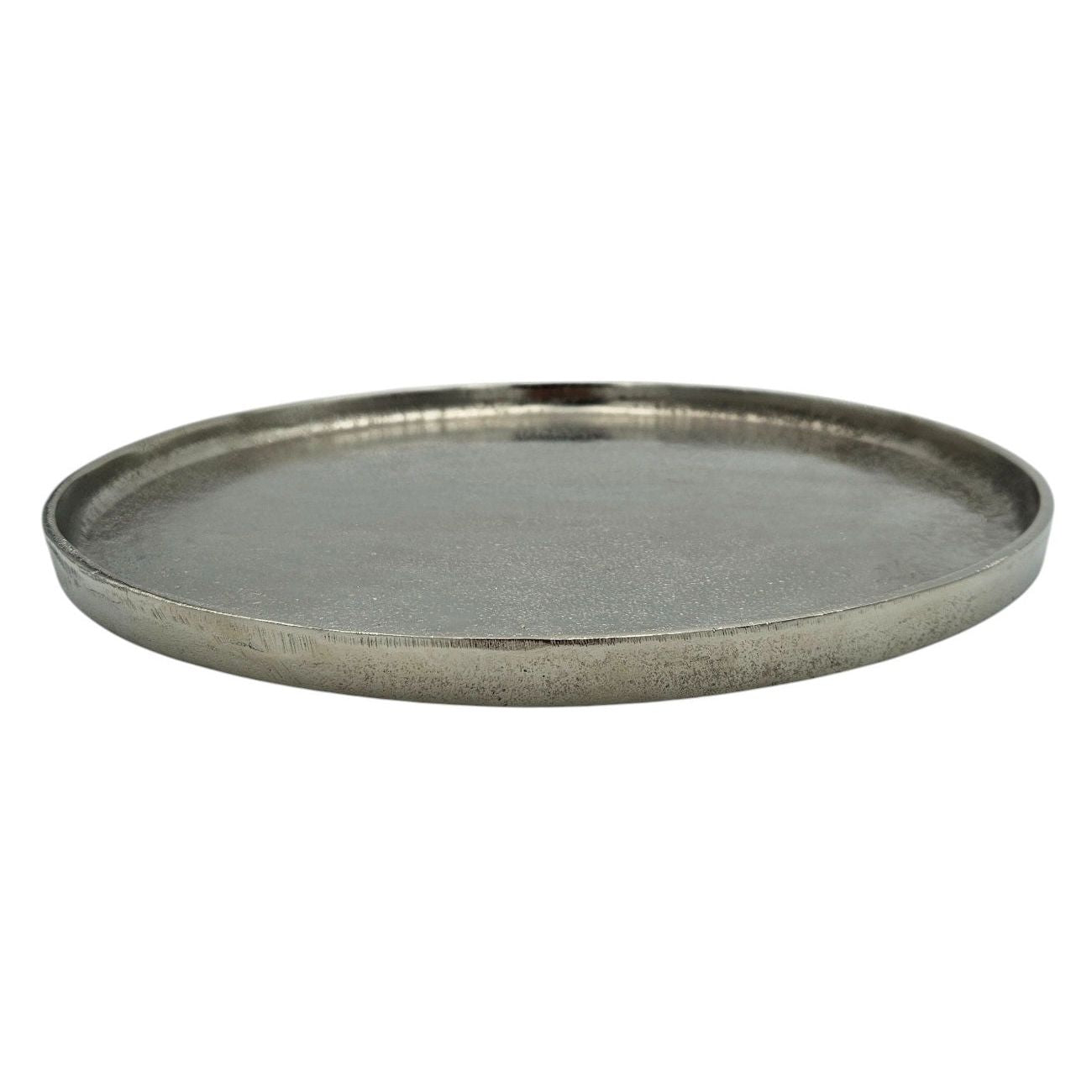 Decorative plate bowl silver round 35 cm candle tray bowl metal decoration heavy quality