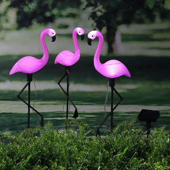 Garden figure design solar plug flamingo set of 3 height 52 cm LED SOLAR sensor NEW