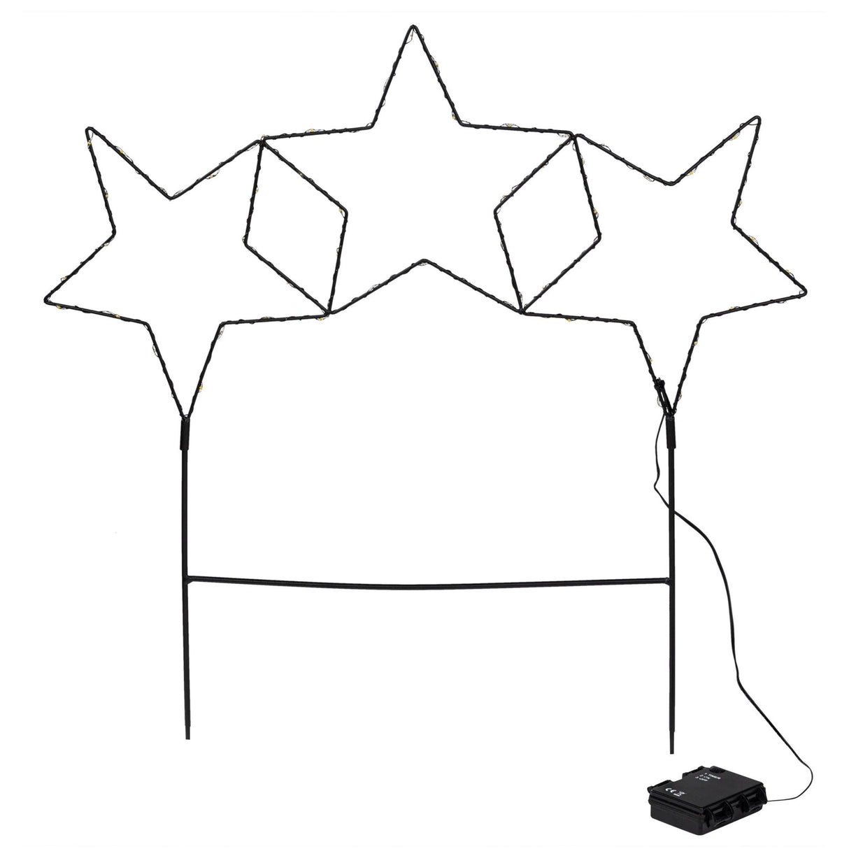 Garden stake star LED Christmas lighting battery timer warm white 60x60 cm