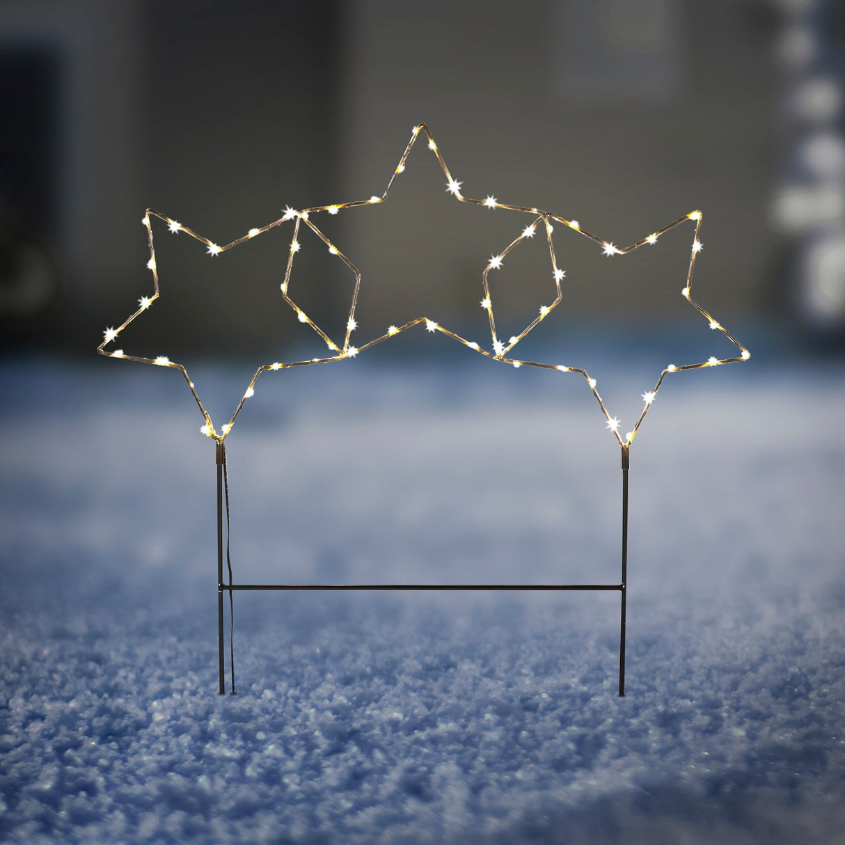 Garden stake star LED Christmas lighting battery timer warm white 60x60 cm