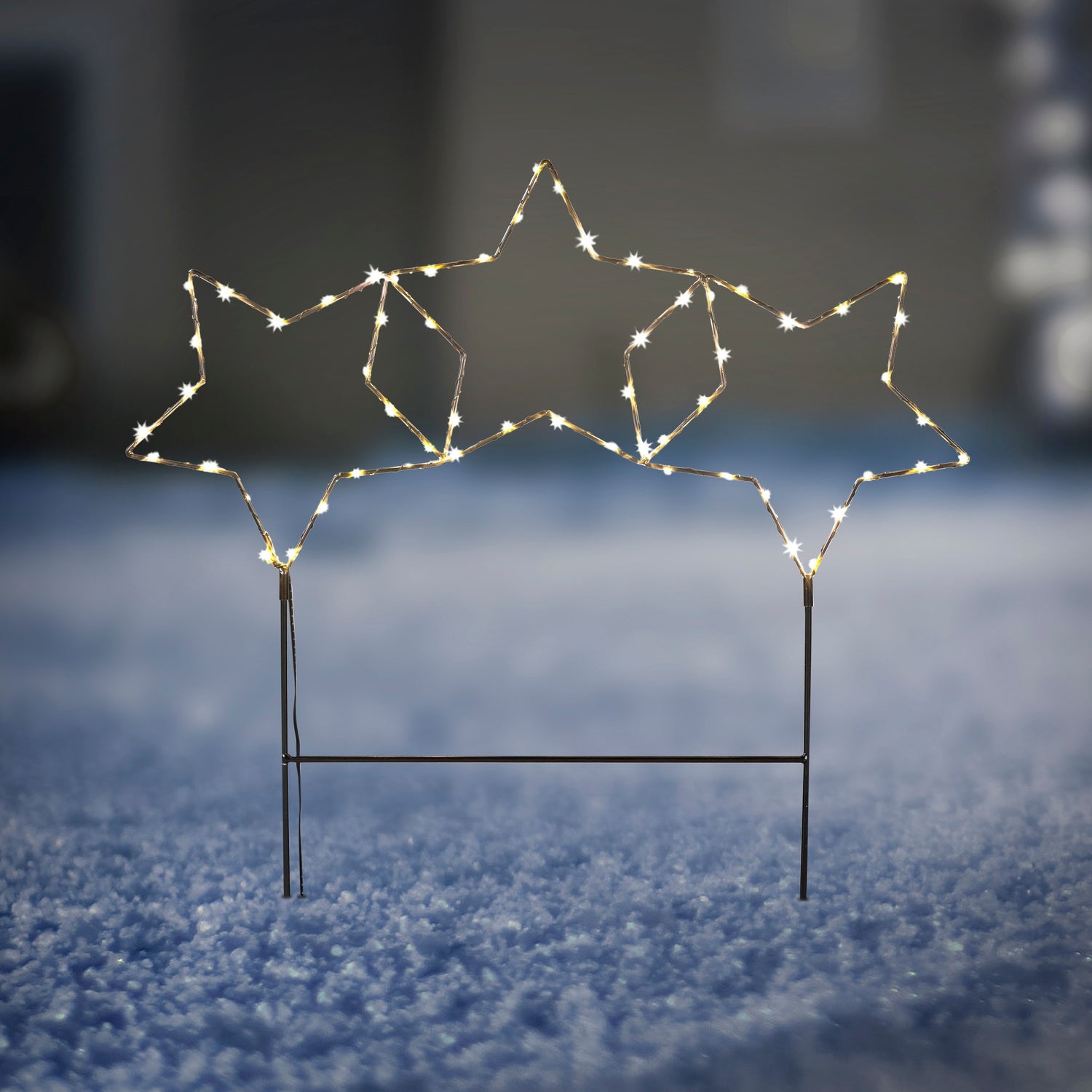 Garden stake star LED Christmas lighting battery timer warm white 60x60 cm