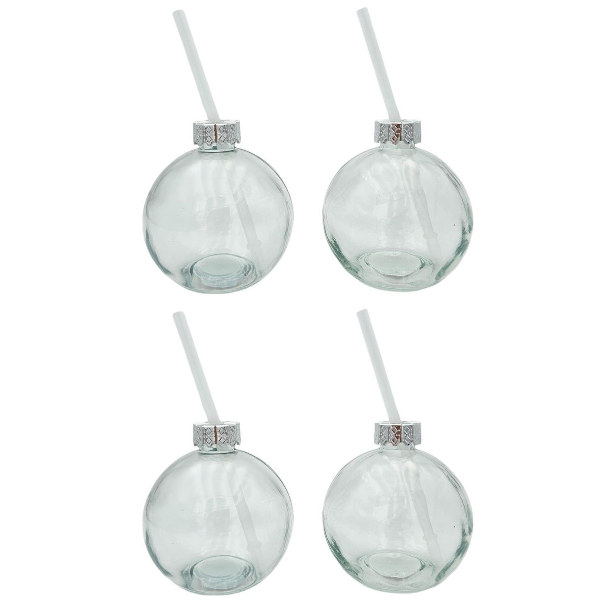4 drinking glasses Christmas ball drinking straw glass transparent Christmas ball 400 ml