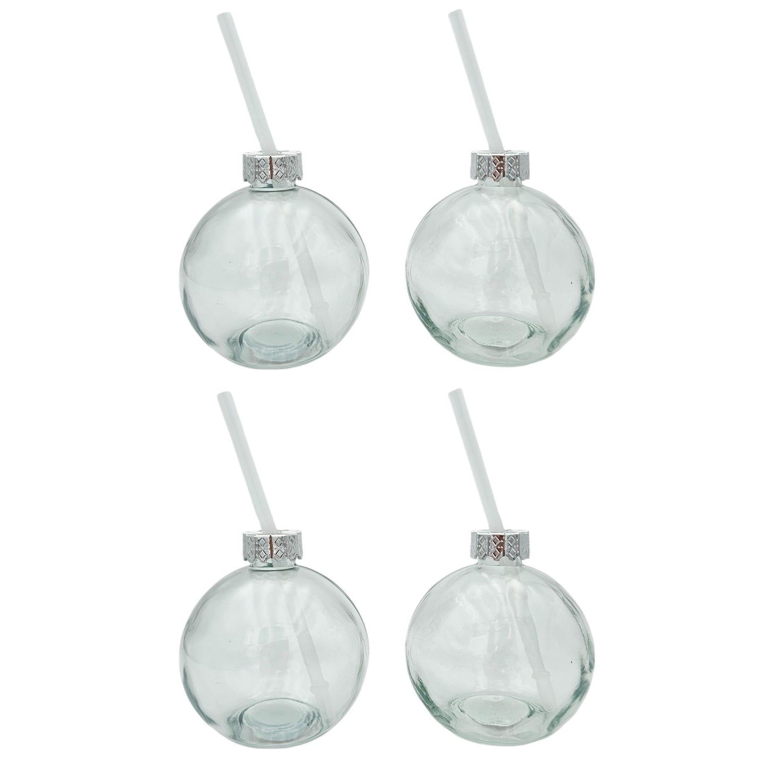 4 drinking glasses Christmas ball drinking straw glass transparent Christmas ball 400 ml