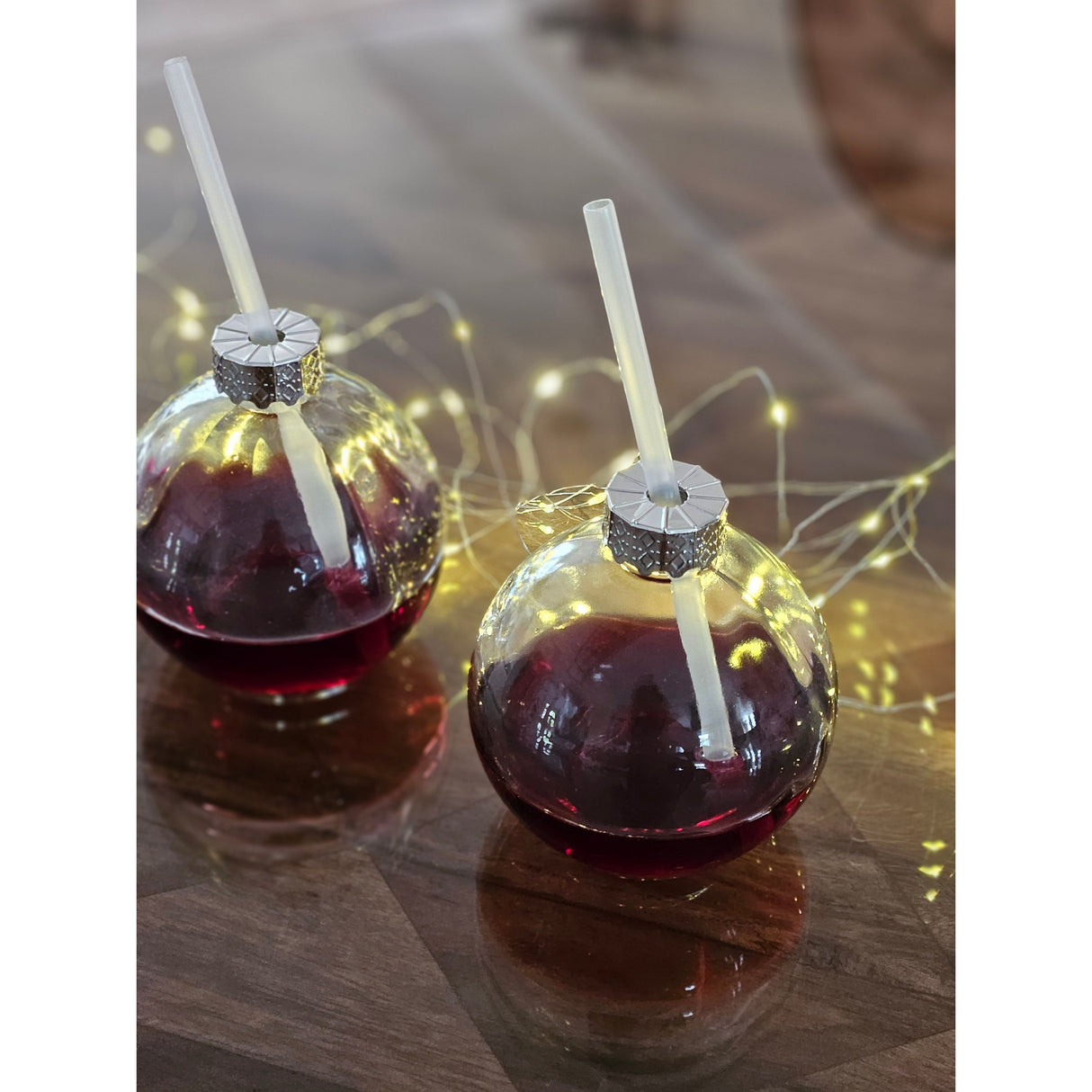 4 drinking glasses Christmas ball drinking straw glass transparent Christmas ball 400 ml