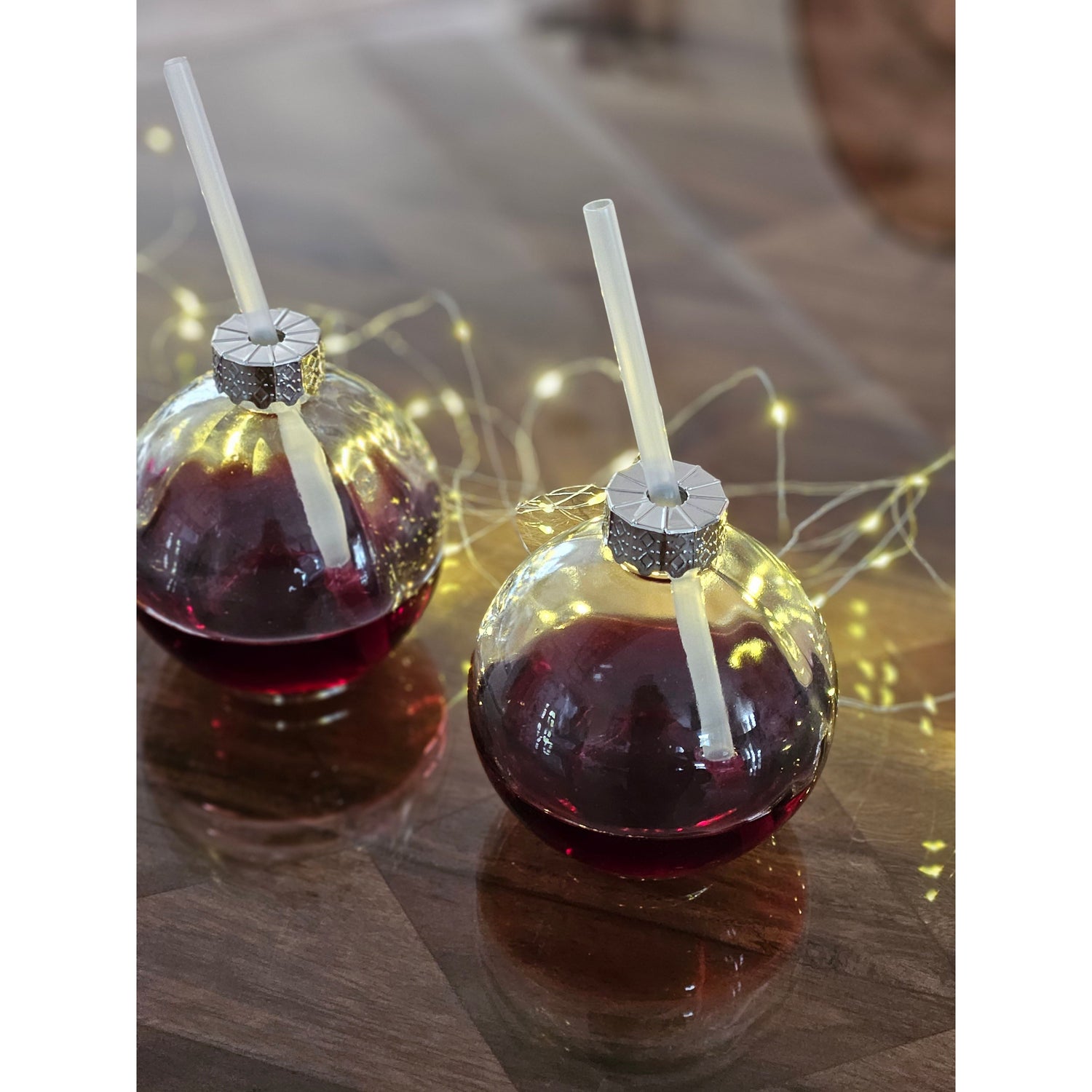 4 drinking glasses Christmas ball drinking straw glass transparent Christmas ball 400 ml