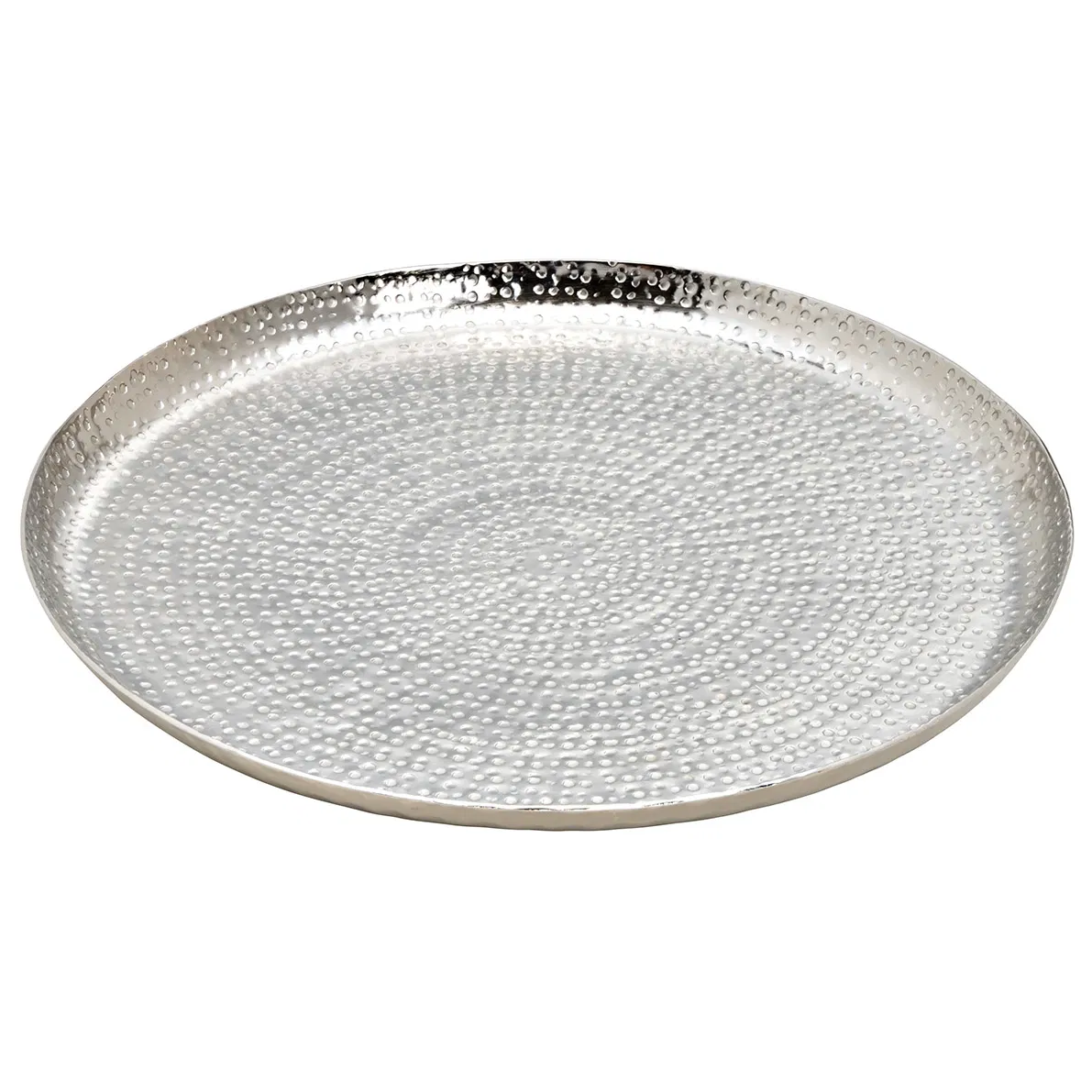 Plate decorative plate silver metal round hammered candle plate bowl Ø 33 cm