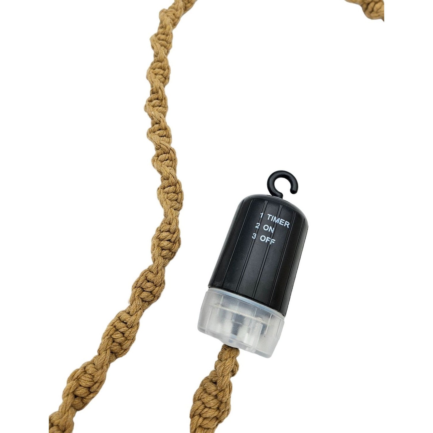 Hanging lamp LED brown rope macrame hanging light timer remote control Ø15cm lamp