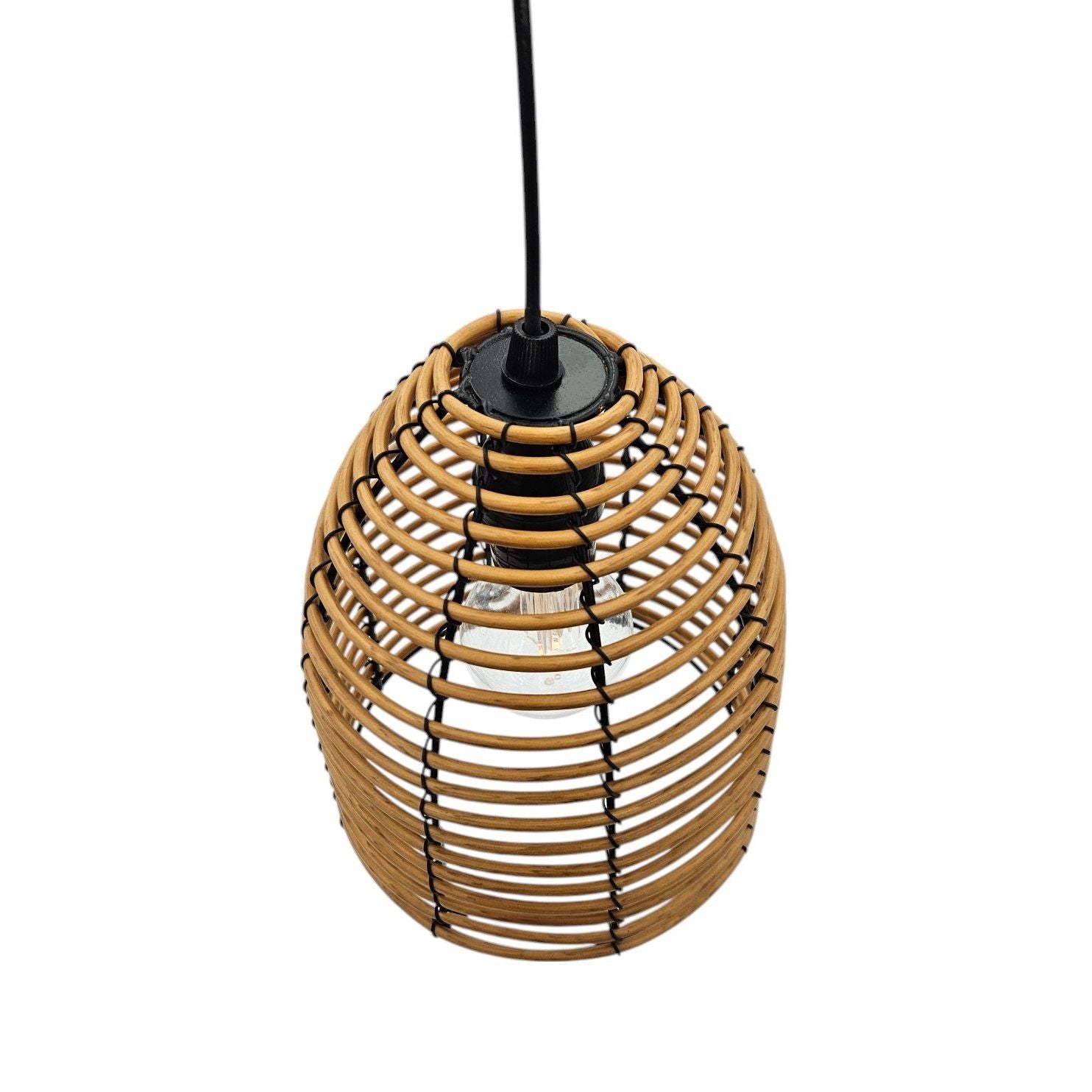 Hanging lamp LED rattan look outdoor indoor 18x16 cm garden lighting