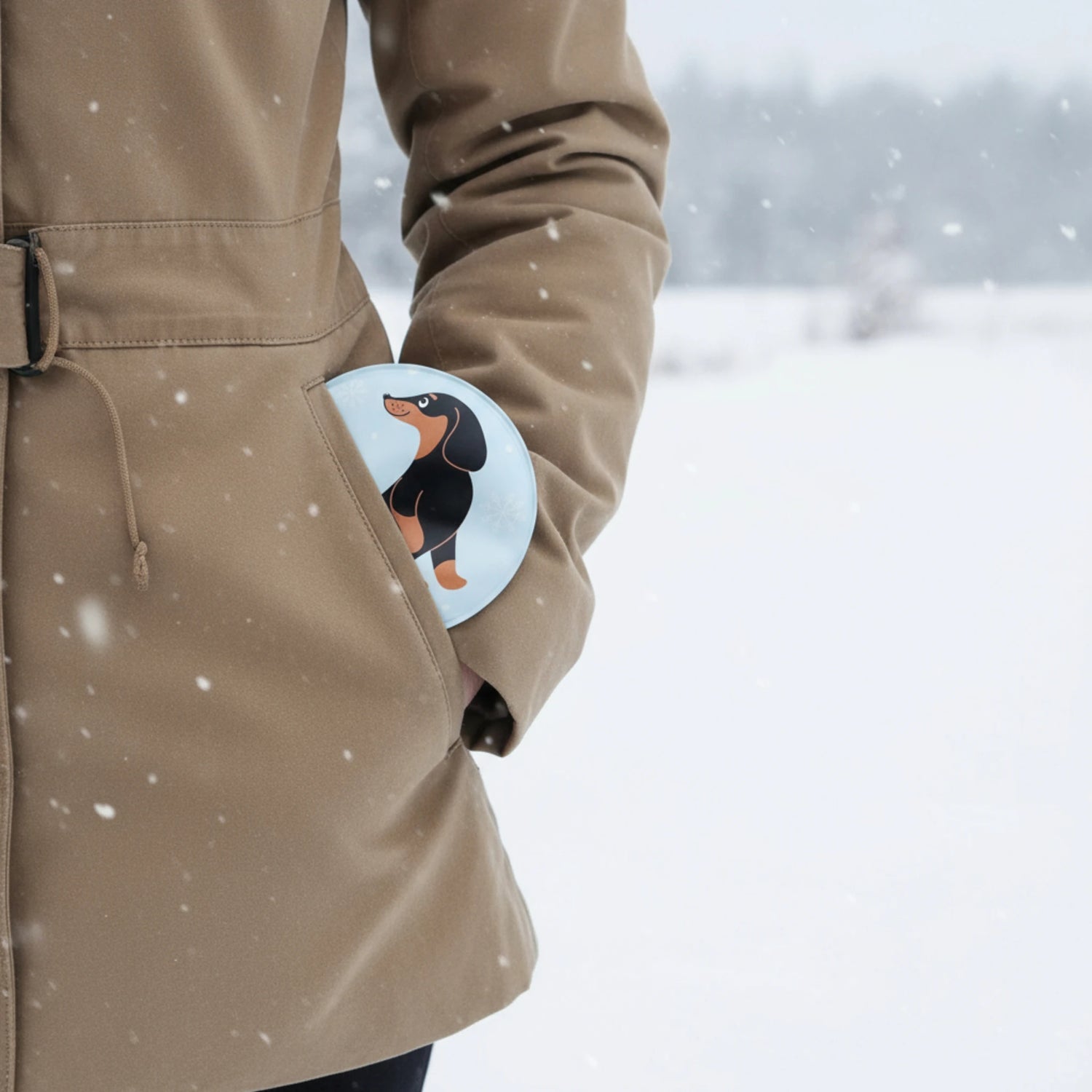 Taschenwärmer Handwärmer Hund Dackel 4er Set wiederverwendbar Wärmekissen