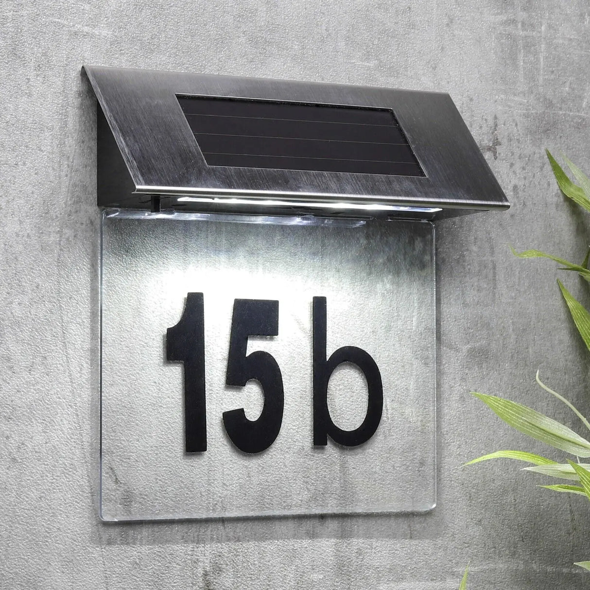 House number plate LED illuminated solar stainless steel house number lighting
