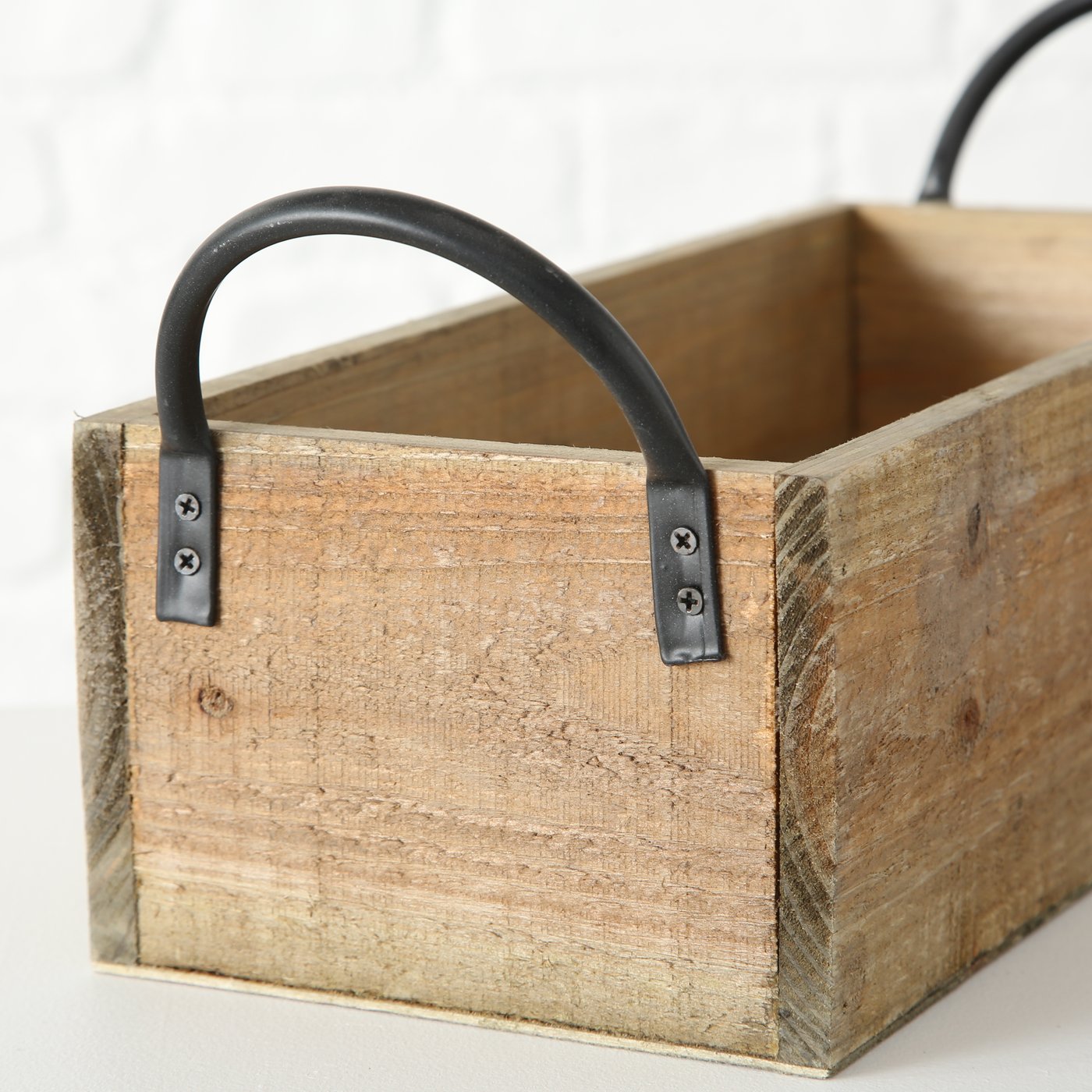 Wooden box brown decorative box shabby box fruit box wooden decoration country house with handles