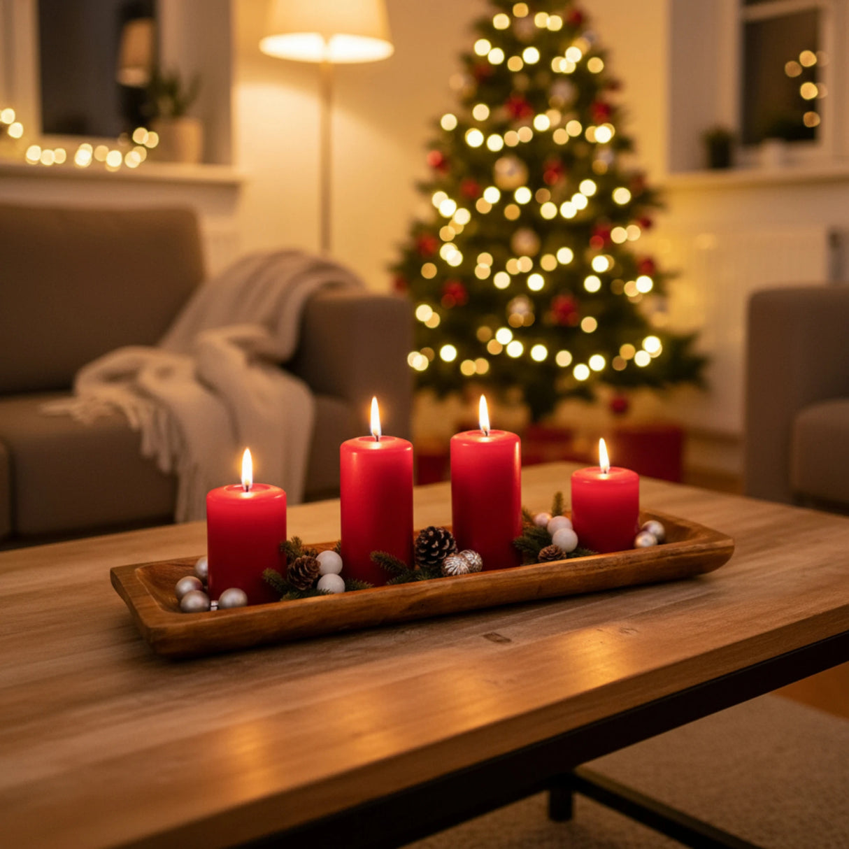 Holztablett Holzbrett Dekoschale Holzschale braun 48x22 cm Kerzentablett Dekobrett XXL